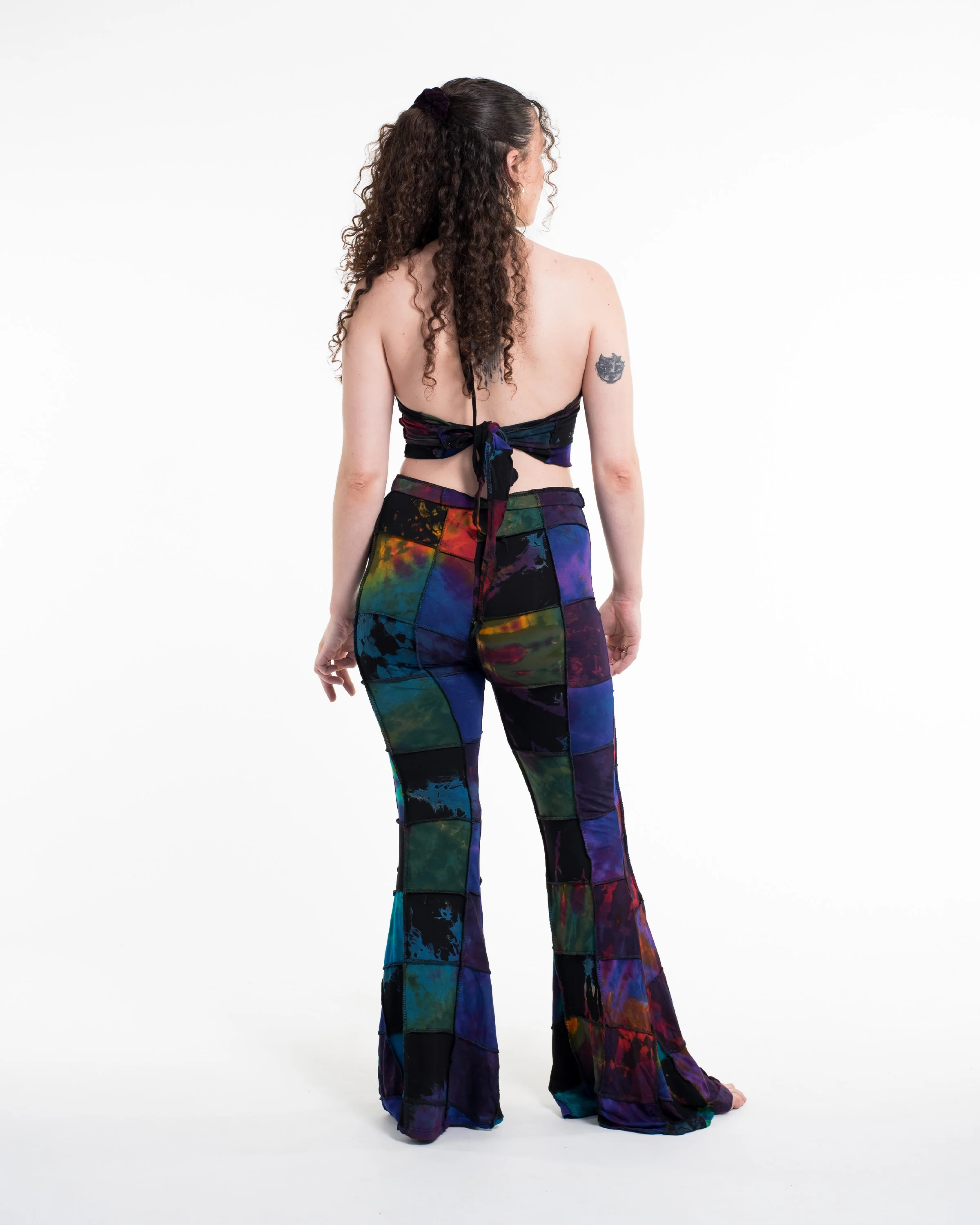 1729-Patchwork-Tie-Dye-Flare-Pants-in-Multi-Black-5.webp Patchwork Tie Dye Flare Pants in Multi Black