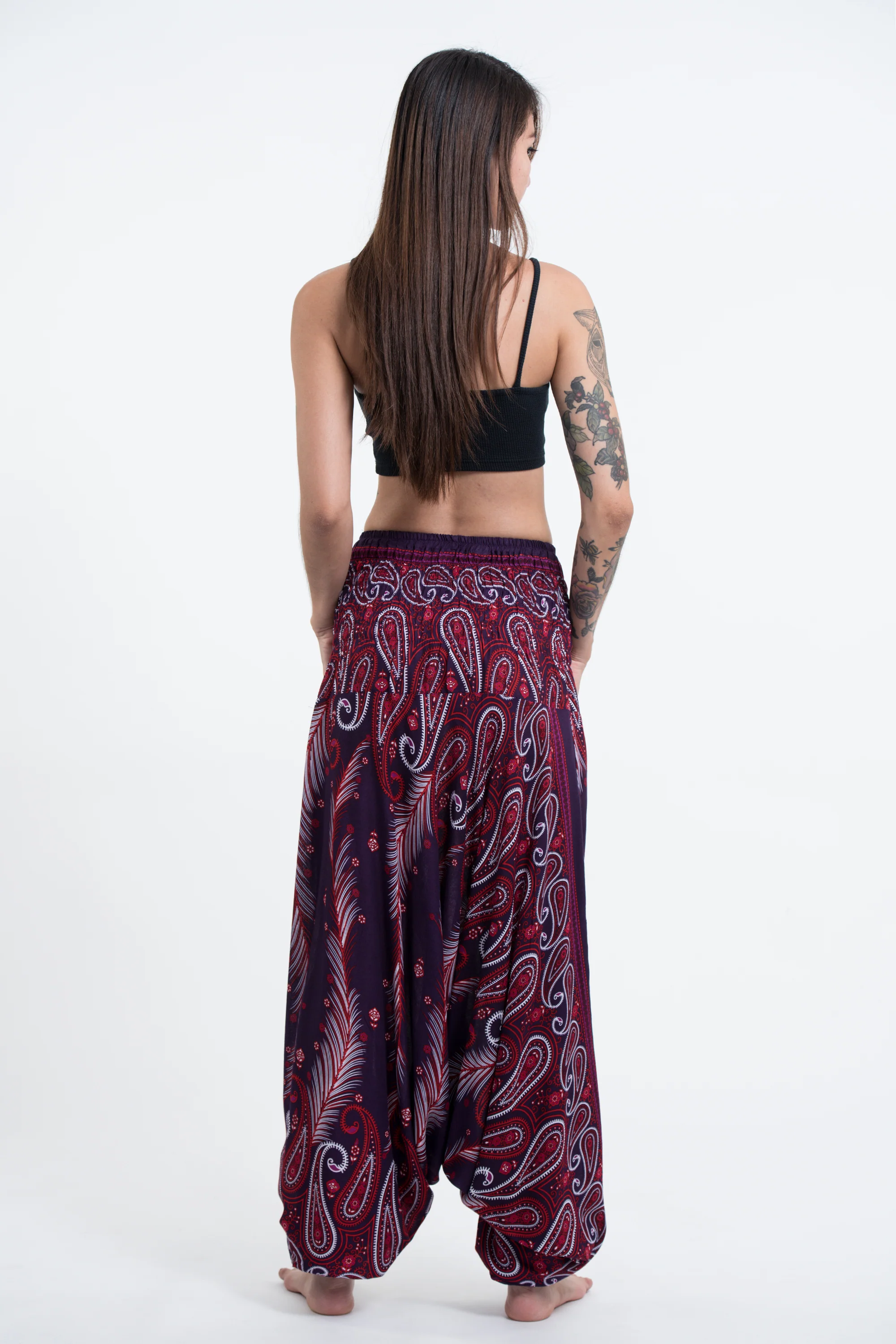 1730-Paisley-Feathers-2-in-1-Jumpsuit-Harem-Pants-in-Purple-4.webp Paisley Feathers 2-in-1 Jumpsuit Harem Pants in Purple