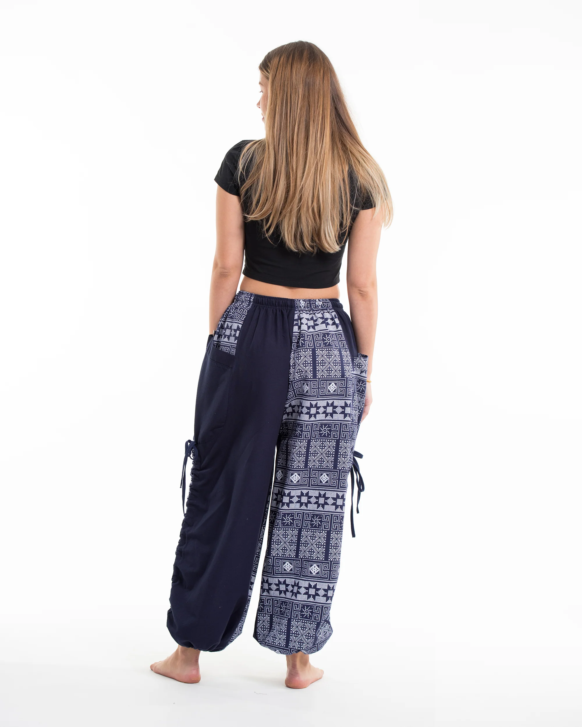 1735-Two-Tone-Traditional-Prints-Women-s-Cotton-Pants-in-Navy-5.webp Two Tone Traditional Prints Women's Cotton Pants in Navy
