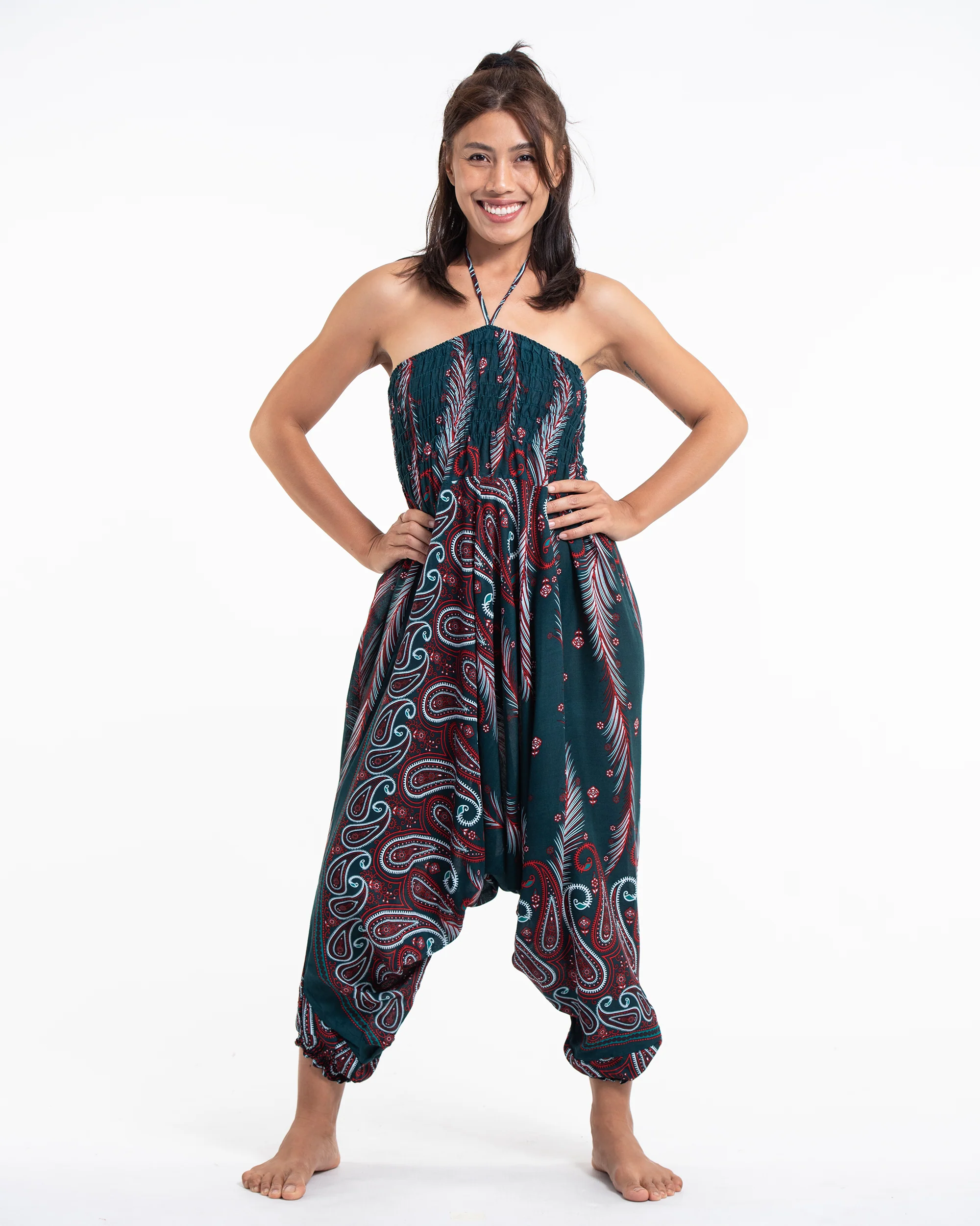 1739-Paisley-Feathers-2-in-1-Jumpsuit-Harem-Pants-in-Green-5.webp Paisley Feathers 2-in-1 Jumpsuit Harem Pants in Green