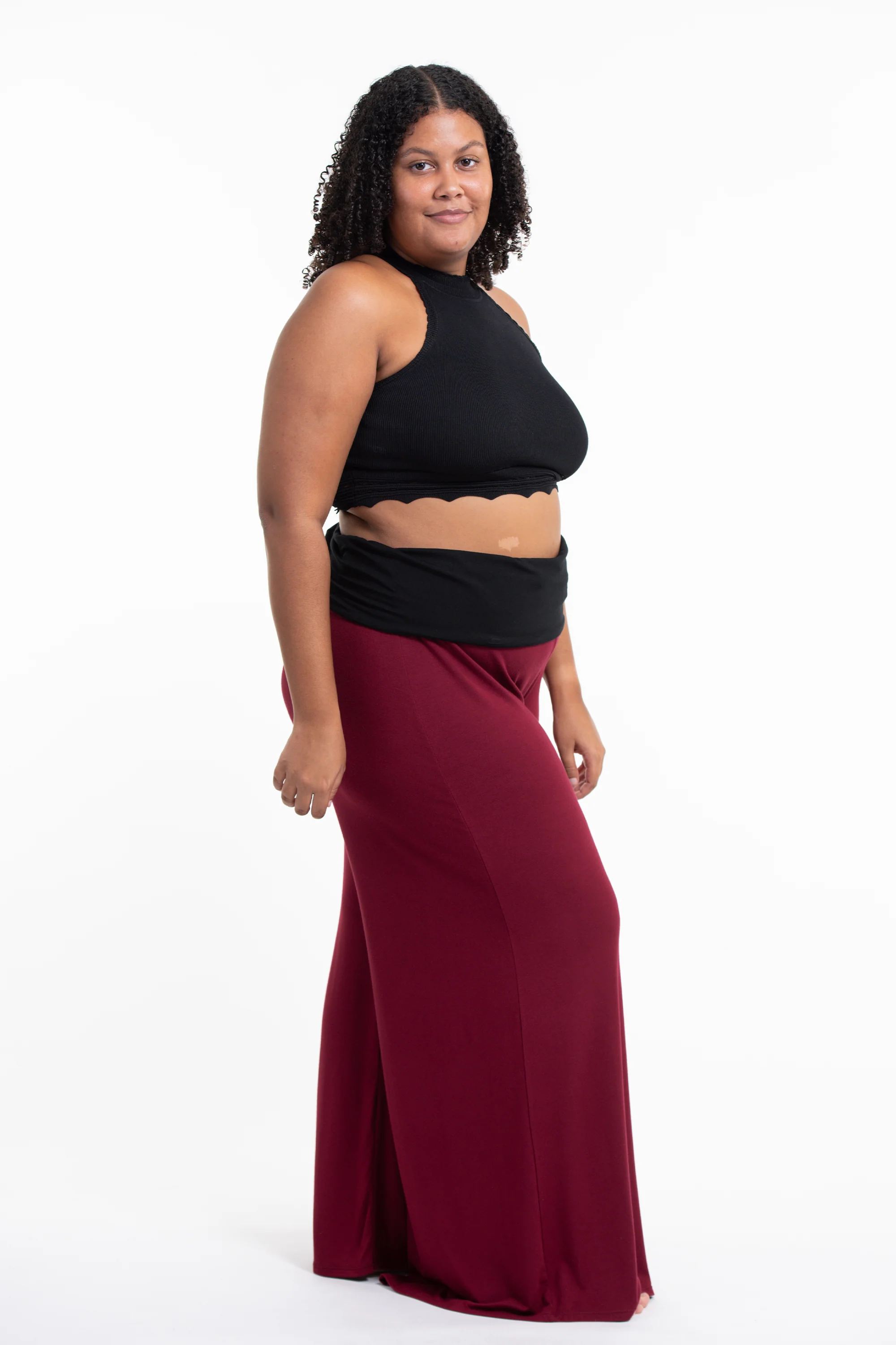 1740-Plus-Size-Wide-Leg-Palazzo-Harem-Pants-Cotton-Spandex-in-Solid-Red-3.webp Plus Size Wide Leg Palazzo Harem Pants Cotton Spandex in Solid Red