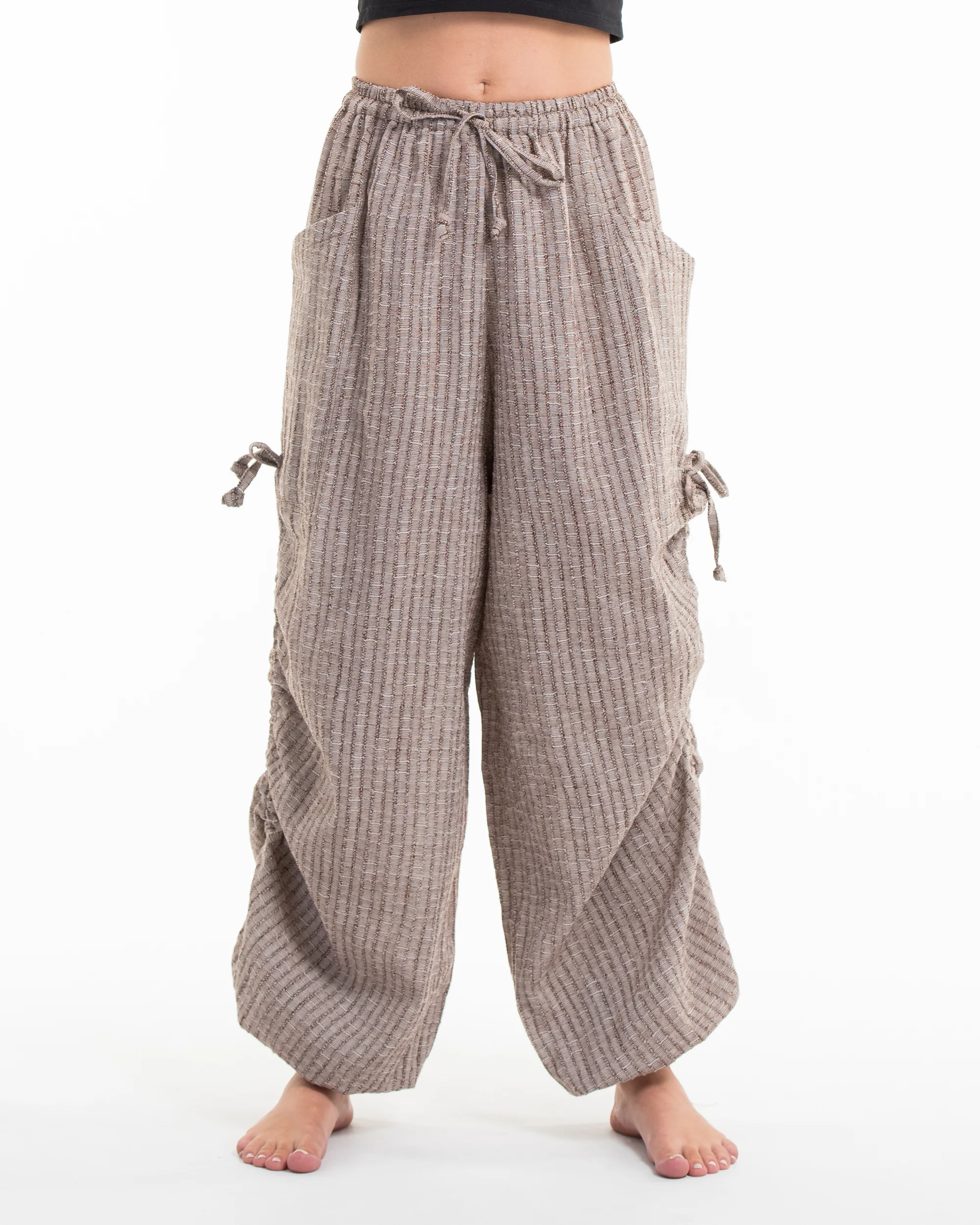Women's Ribbed Tencel Cotton Blend Pants in Brown