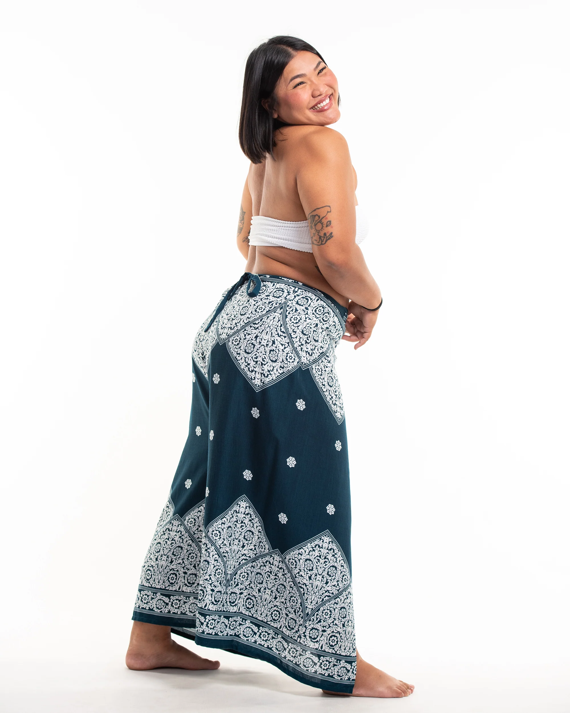 1744-Plus-Size-Blooming-Vines-Wrap-Palazzo-Style-Harem-Pants-in-Teal-3.webp Plus Size Blooming Vines Wrap Palazzo Style Harem Pants in Teal