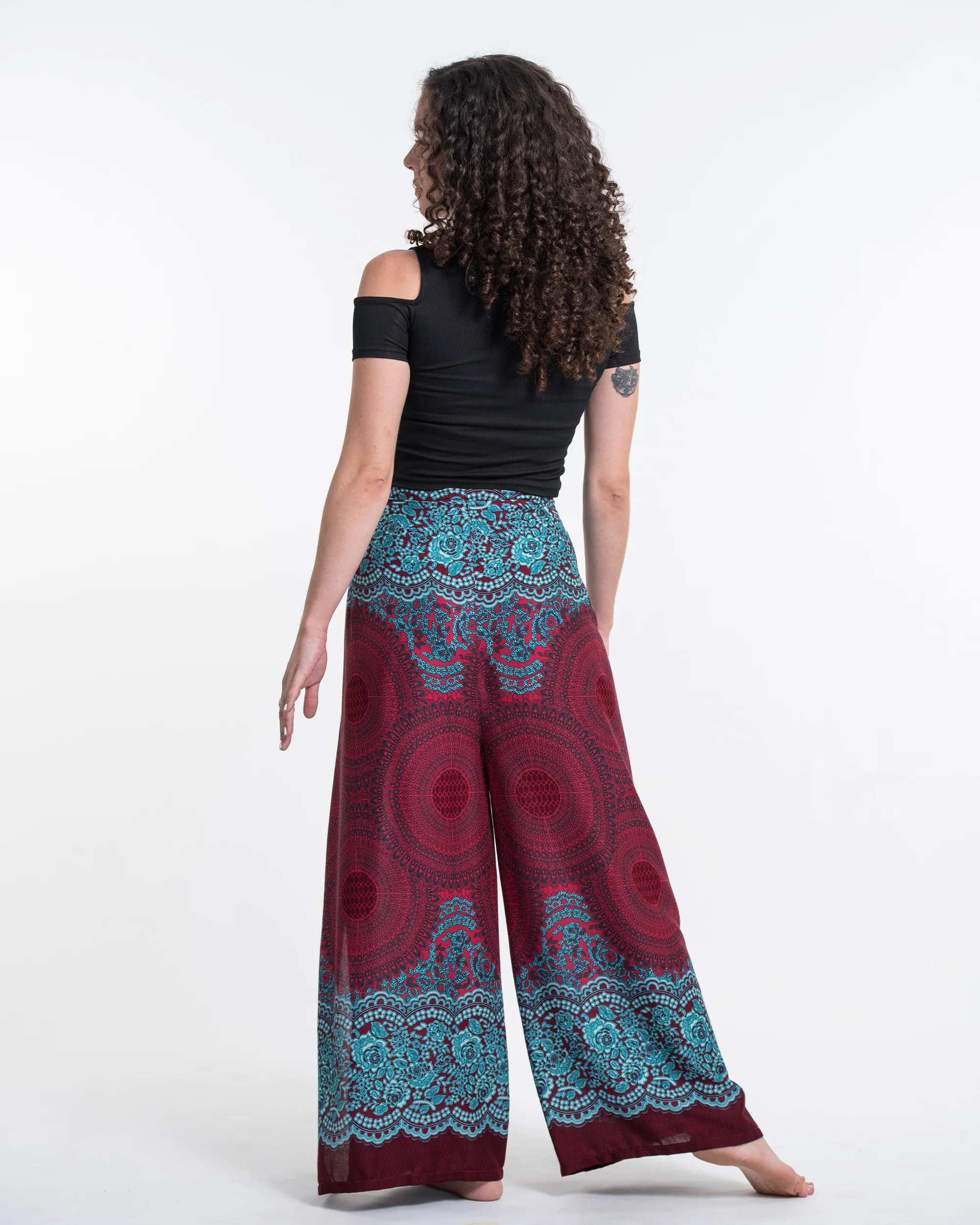 1749-Geometric-Mandalas-Wrap-Palazzo-Style-Harem-Pants-in-Red-4.webp Geometric Mandalas Wrap Palazzo Style Harem Pants in Red