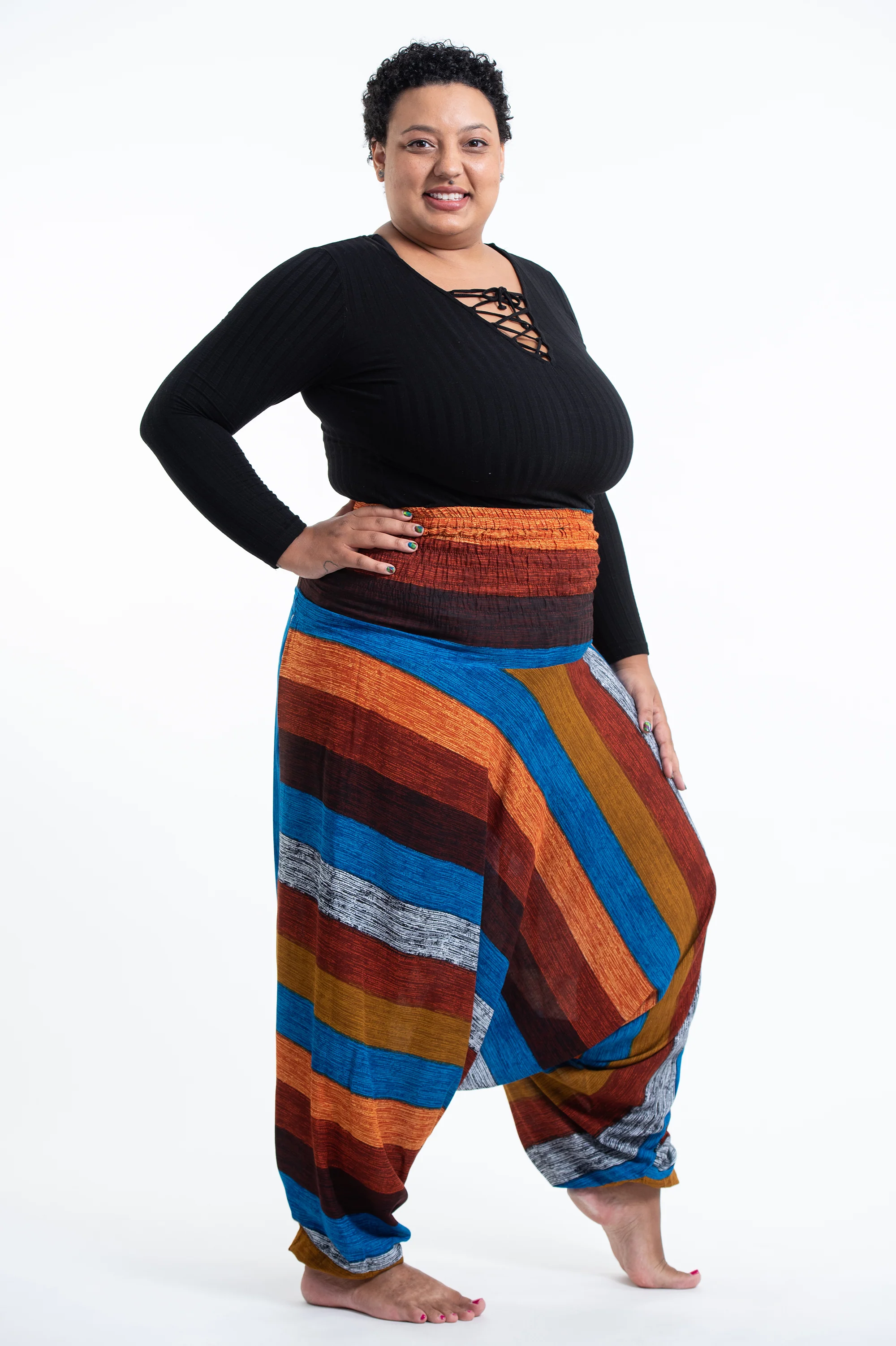1751-Plus-Size-Boho-Striped-2-in-1-Jumpsuit-Harem-Pants-in-Rust-3.webp Plus Size Boho Striped 2-in-1 Jumpsuit Harem Pants in Rust