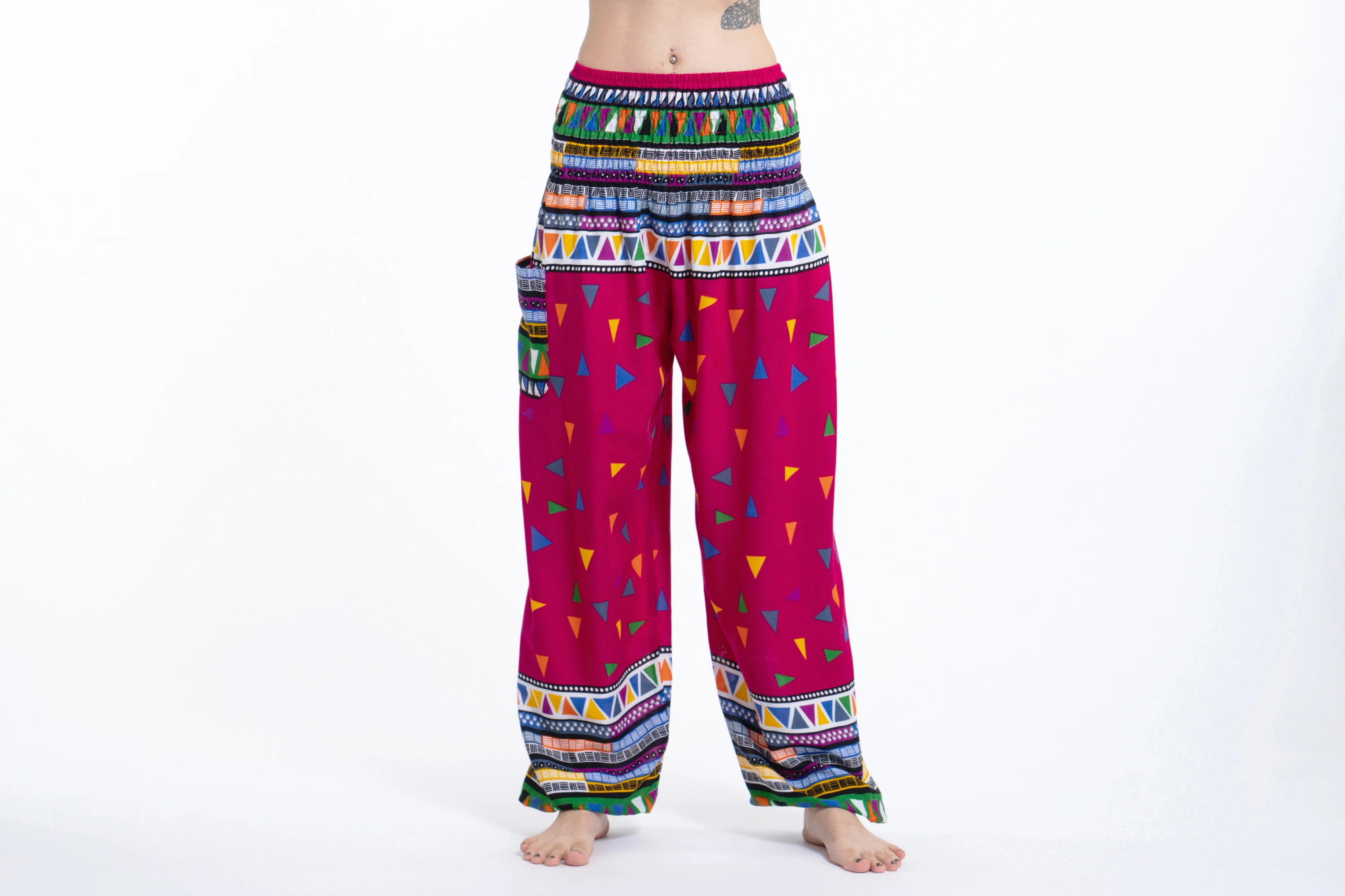 Triangles Women's Harem Pants in Pink