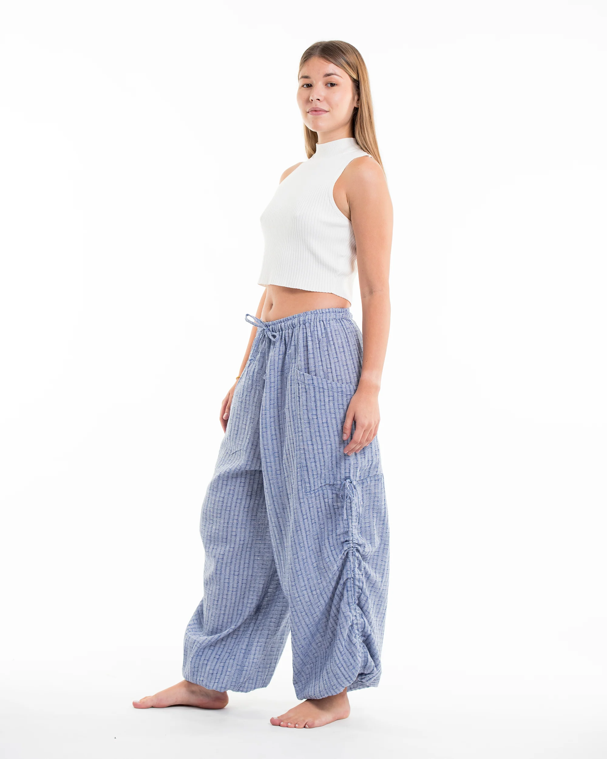1757-Women-s-Ribbed-Tencel-Cotton-Blend-Pants-in-Blue-3.webp Women's Ribbed Tencel Cotton Blend Pants in Blue