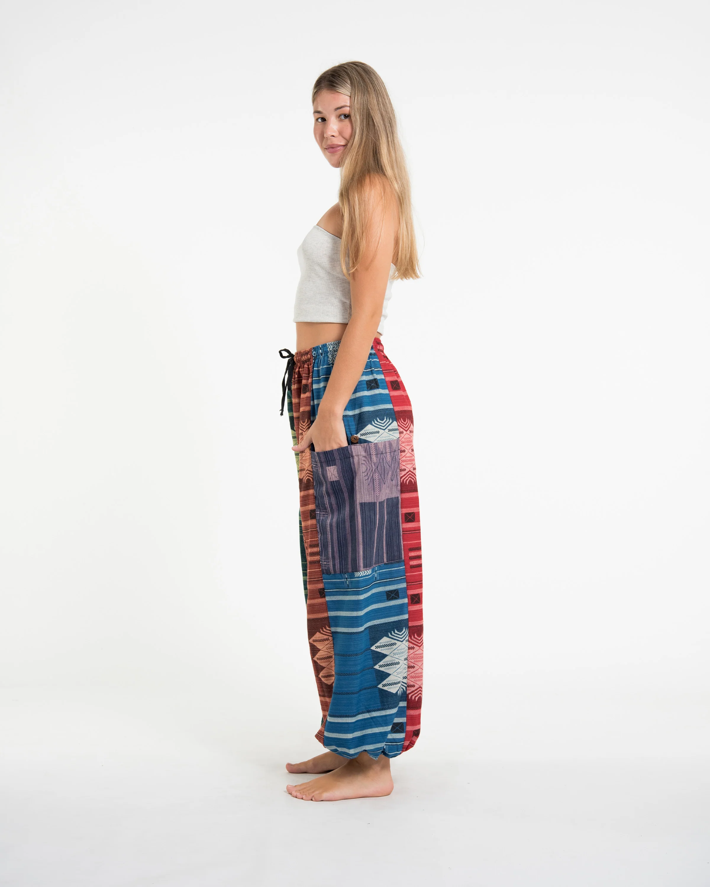 1771-Patchwork-Thai-Hill-Tribe-Fabric-Women-s-Cotton-Pants-in-Multi-3.webp Patchwork Thai Hill Tribe Fabric Women's Cotton Pants in Multi