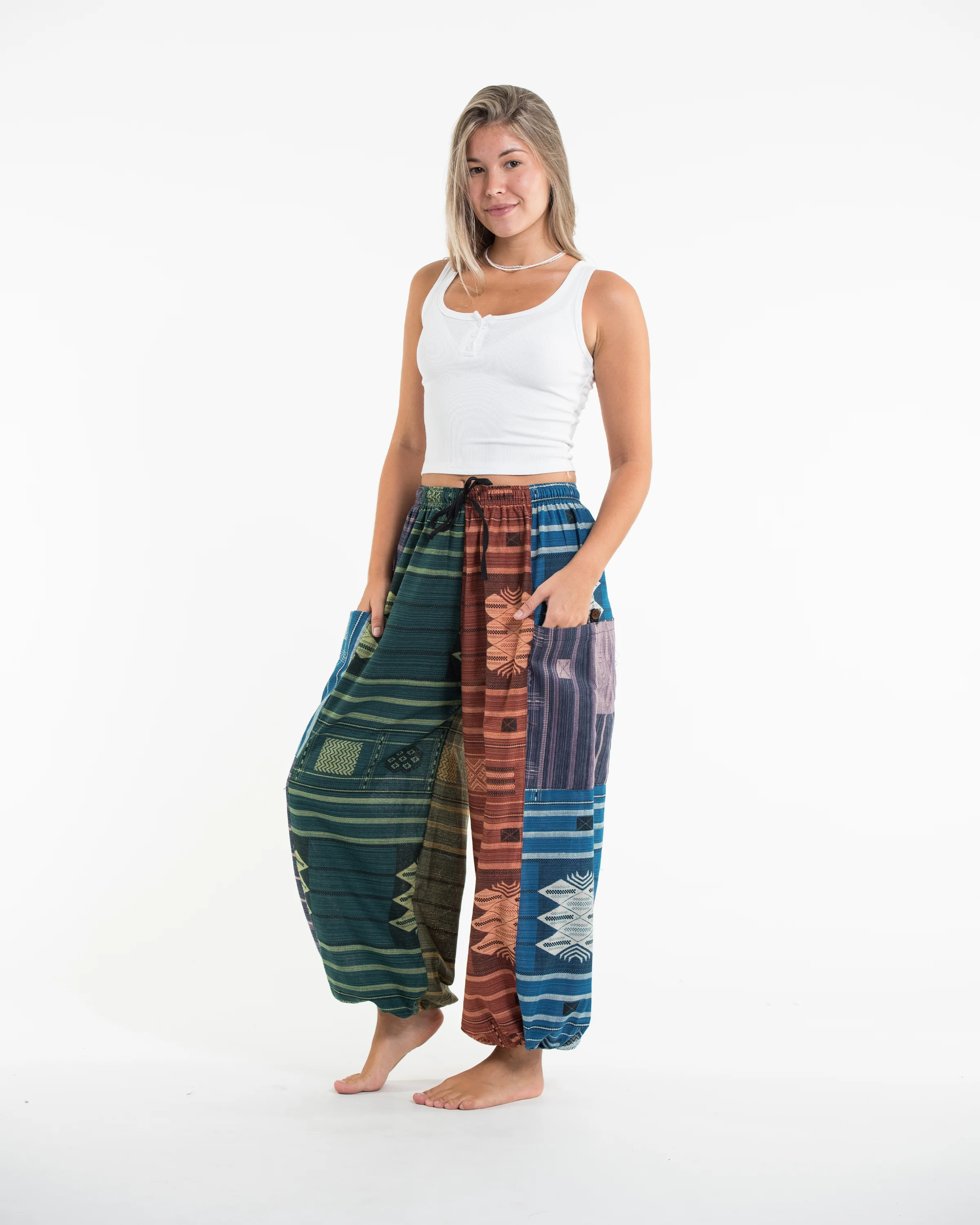 1771-Patchwork-Thai-Hill-Tribe-Fabric-Women-s-Cotton-Pants-in-Multi-4.webp Patchwork Thai Hill Tribe Fabric Women's Cotton Pants in Multi