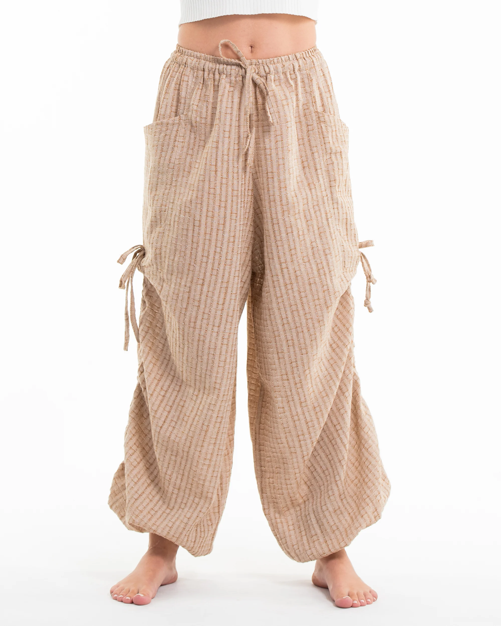 Women's Ribbed Tencel Cotton Blend Pants in Beige