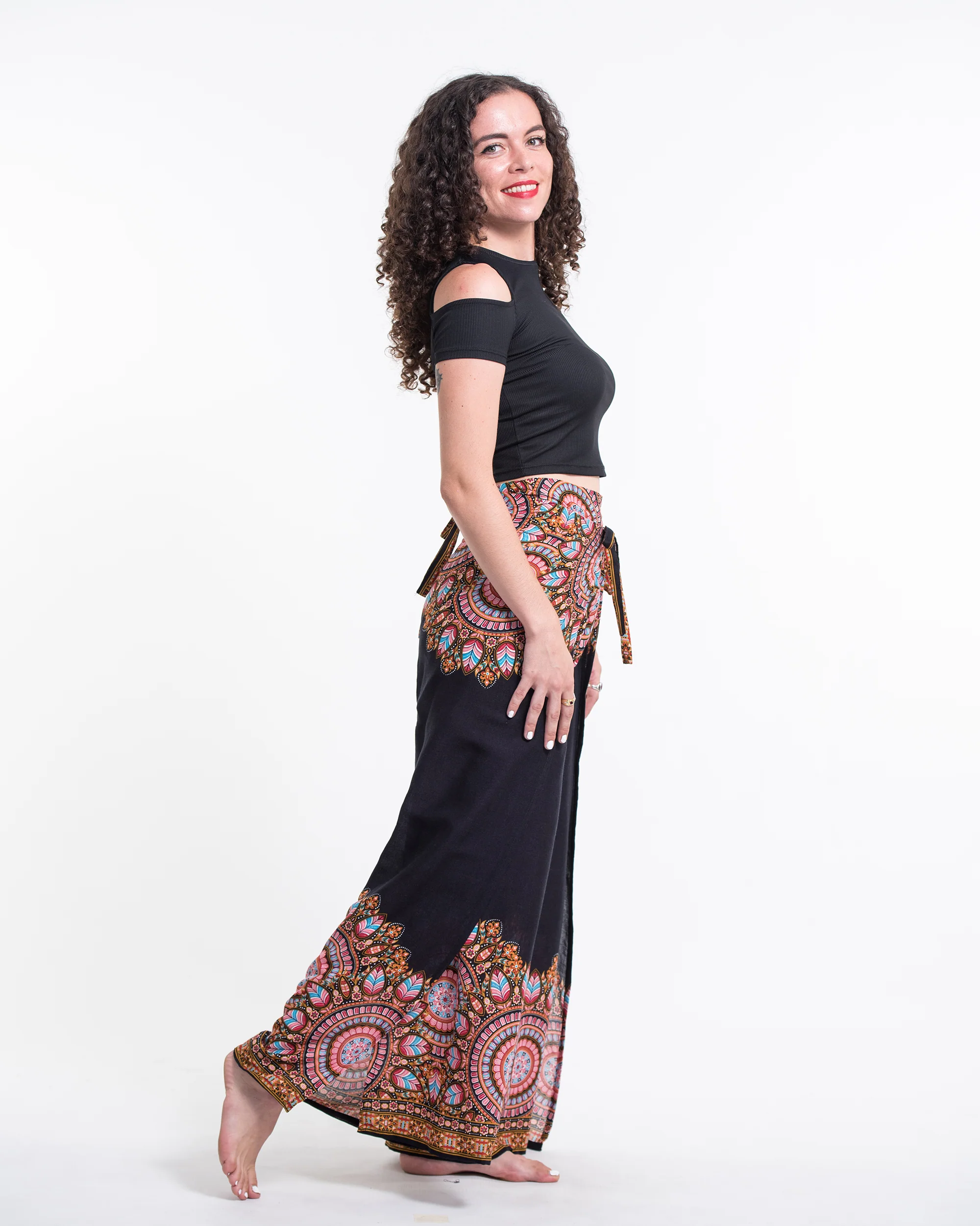 1789-Feather-Mandalas-Wrap-Palazzo-Style-Harem-Pants-in-Black-4.webp Feather Mandalas Wrap Palazzo Style Harem Pants in Black