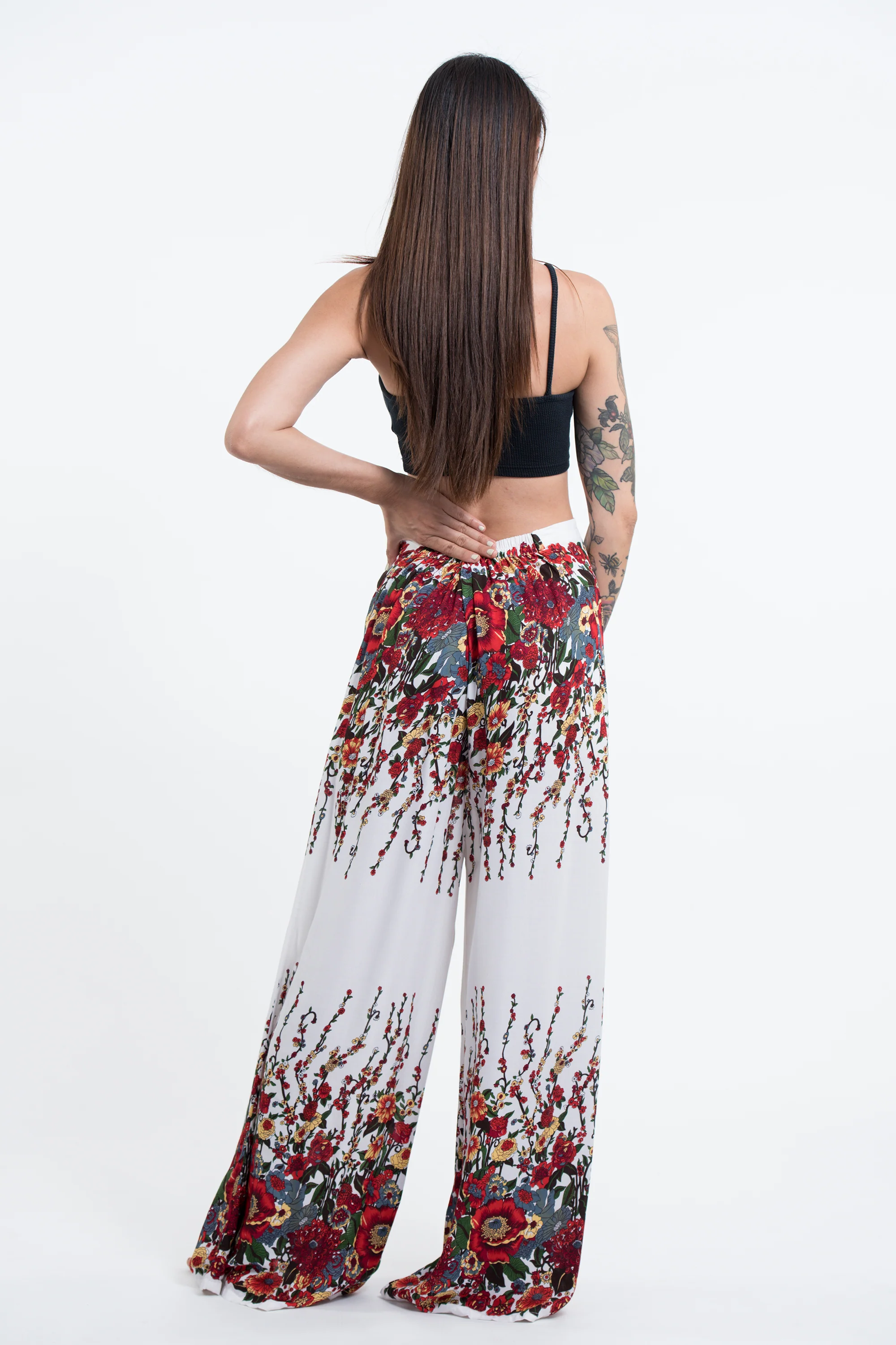 1791-Floral-Palazzo-Style-Harem-Pants-in-White-4.webp Floral Palazzo Style Harem Pants in White