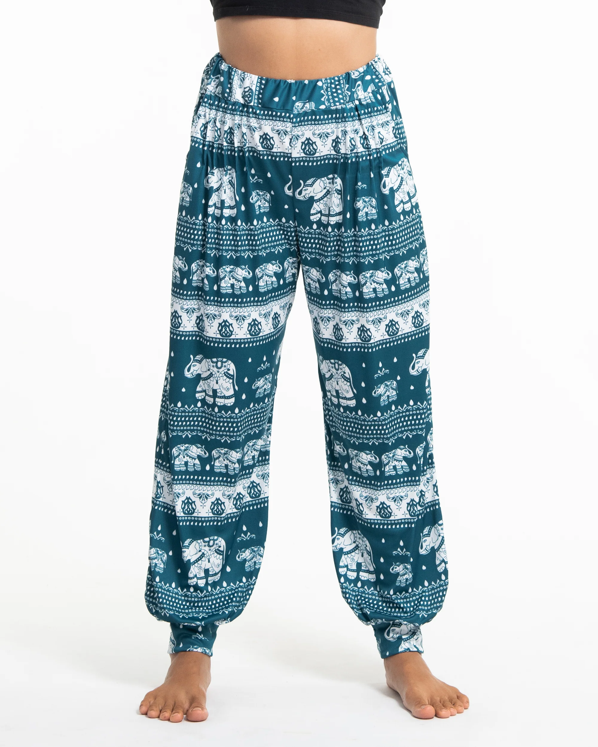 ULTRA SOFT Eco-Friendly Elephant Print Women Harem Pants in Teal