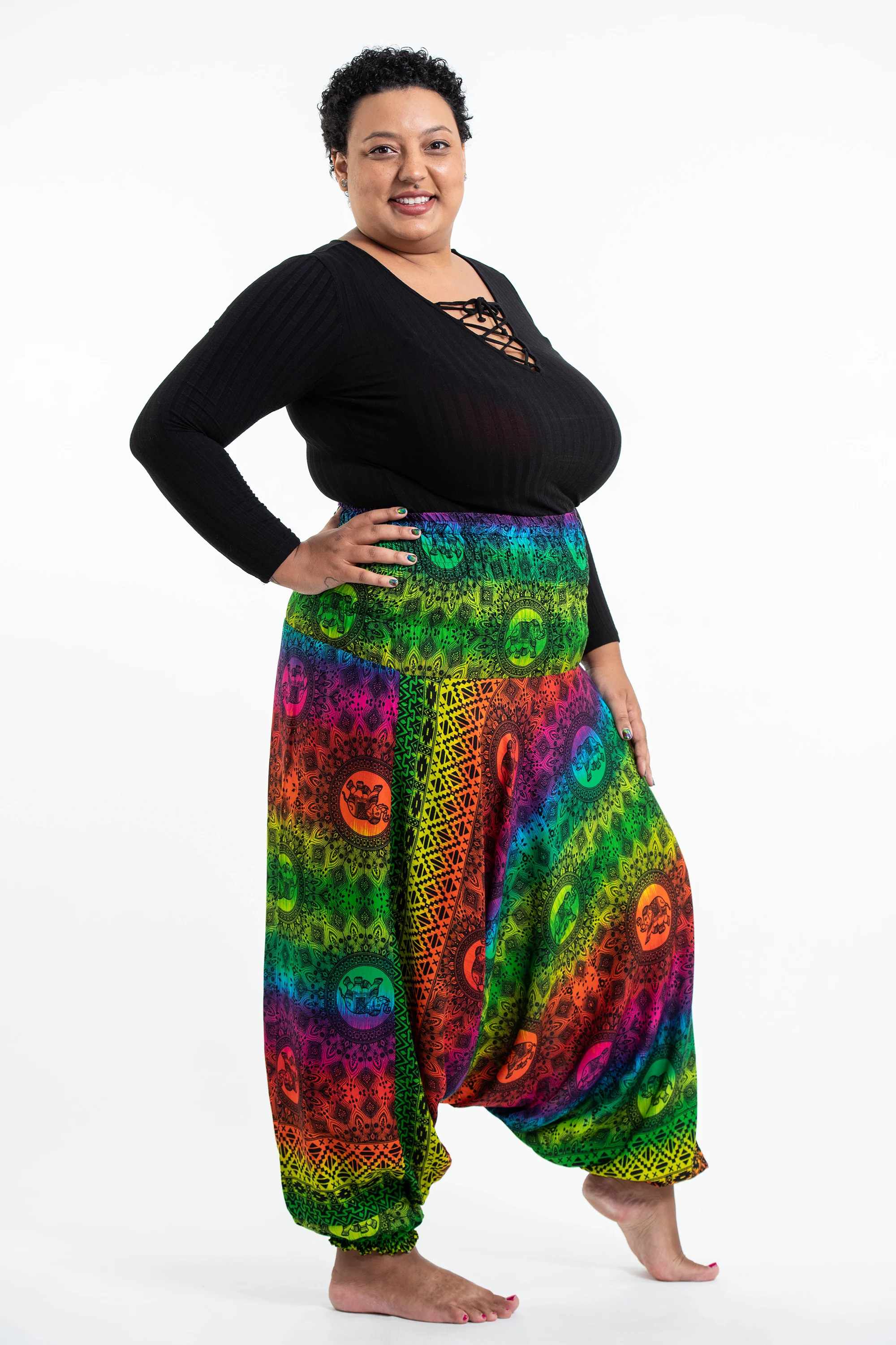 1799-Plus-Size-Rainbow-Elephant-2-in-1-Jumpsuit-Elephant-Pants-in-Green-3.webp Plus Size Rainbow Elephant 2-in-1 Jumpsuit Elephant Pants in Green
