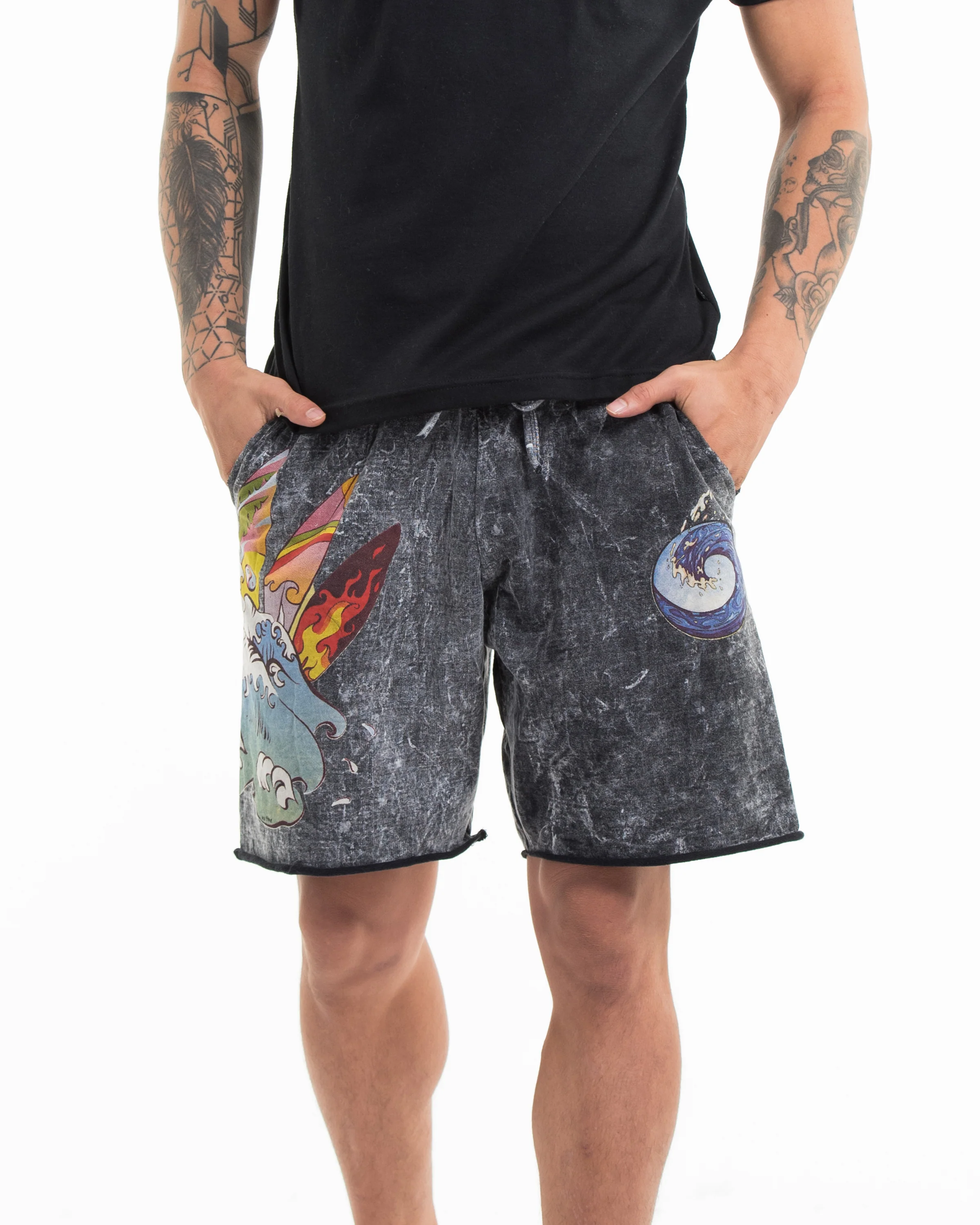 1800-Unisex-Wave-Stone-Washed-Shorts-in-Black-3.webp Unisex Wave Stone Washed Shorts in Black