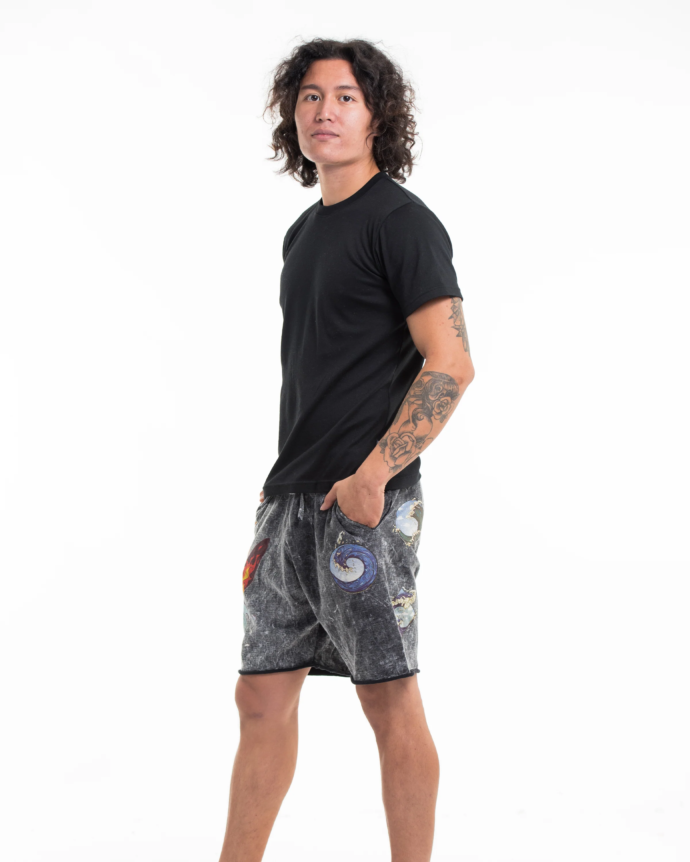 1800-Unisex-Wave-Stone-Washed-Shorts-in-Black-5.webp Unisex Wave Stone Washed Shorts in Black