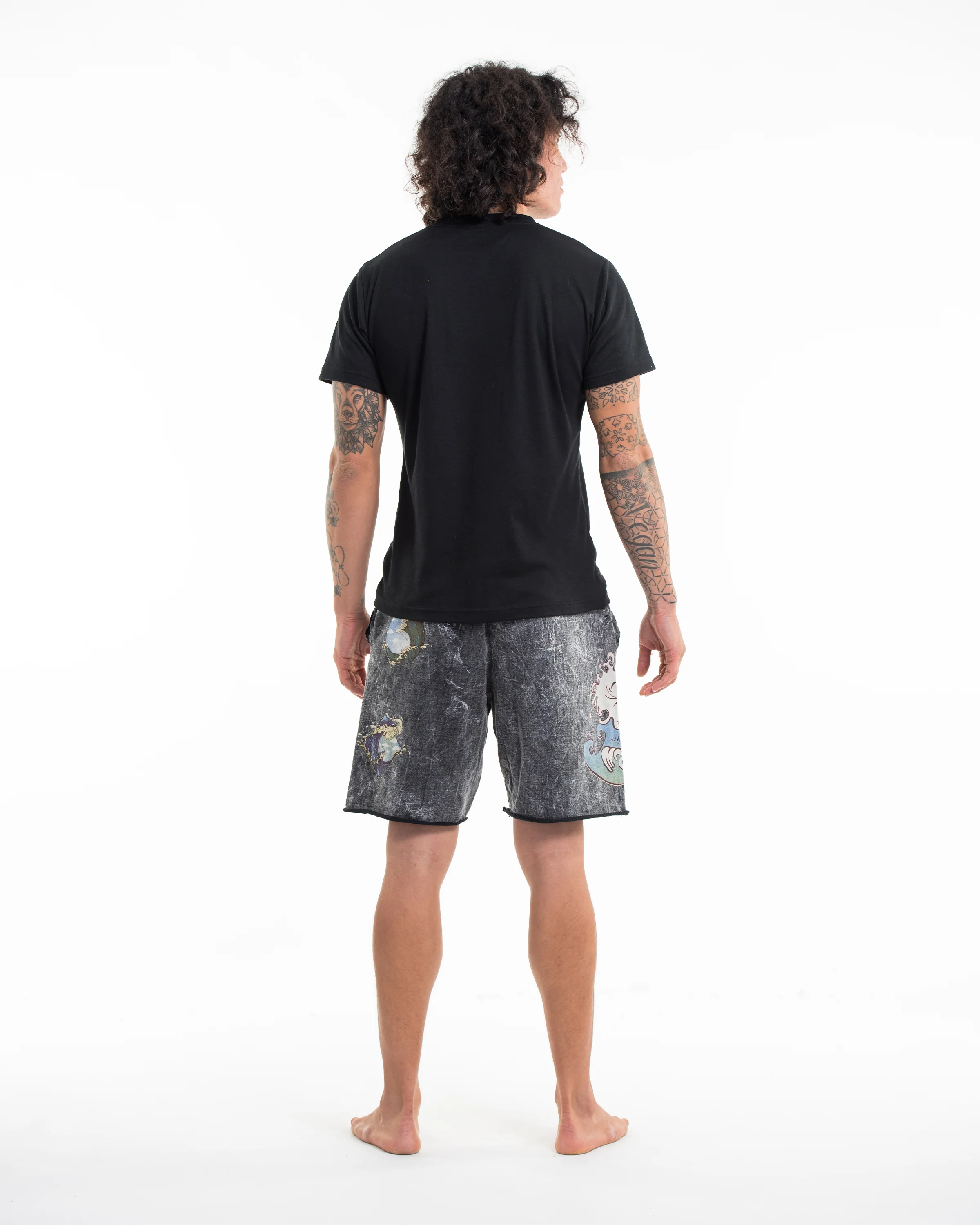 1800-Unisex-Wave-Stone-Washed-Shorts-in-Black-6.webp Unisex Wave Stone Washed Shorts in Black