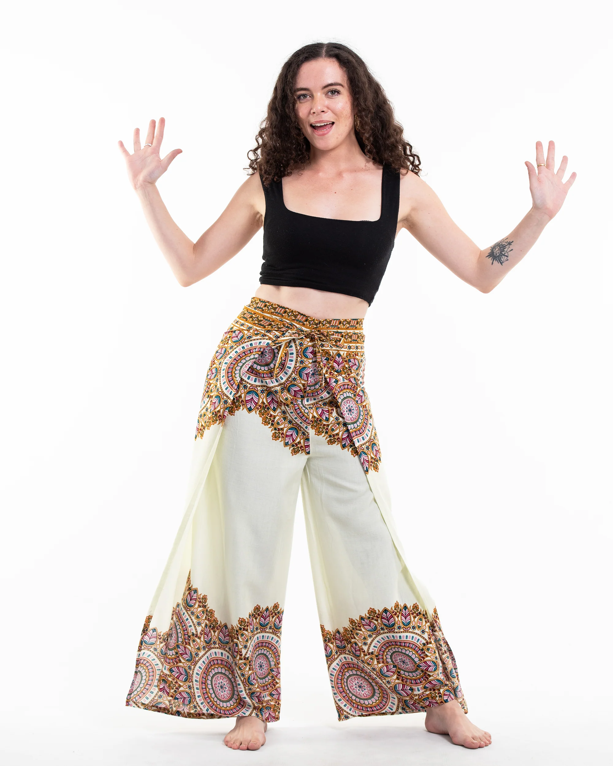 1806-Feather-Mandalas-Wrap-Palazzo-Style-Harem-Pants-in-Cream-5.webp Feather Mandalas Wrap Palazzo Style Harem Pants in Cream