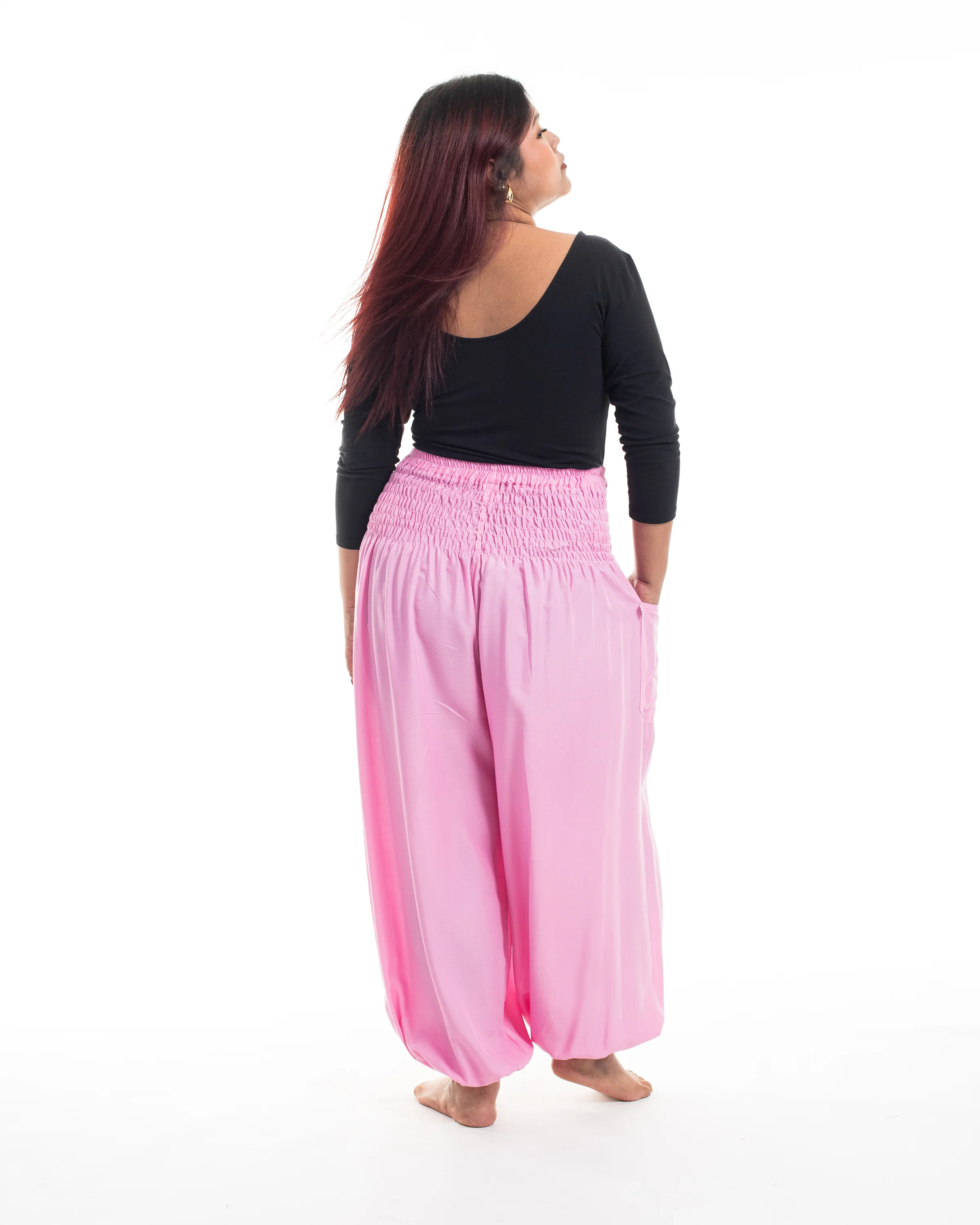 1811-Plus-Size-Solid-Color-Women-s-Harem-Pants-in-Light-Pink-4.webp Plus Size Solid Color Women's Harem Pants in Light Pink