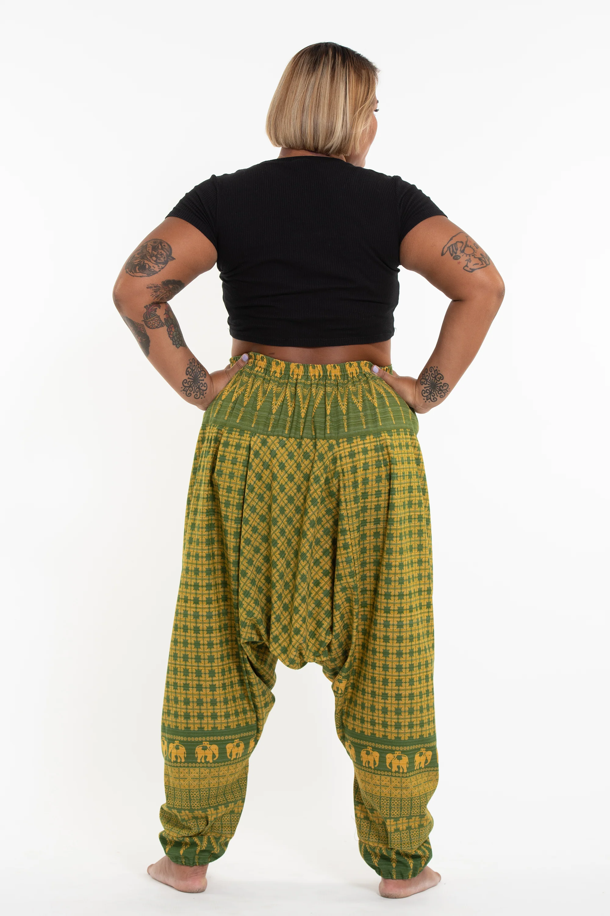 1816-Plus-Size-Hill-Tribe-Elephant-Women-s-Elephant-Pants-in-Green-4.webp Plus Size Hill Tribe Elephant Women's Elephant Pants in Green