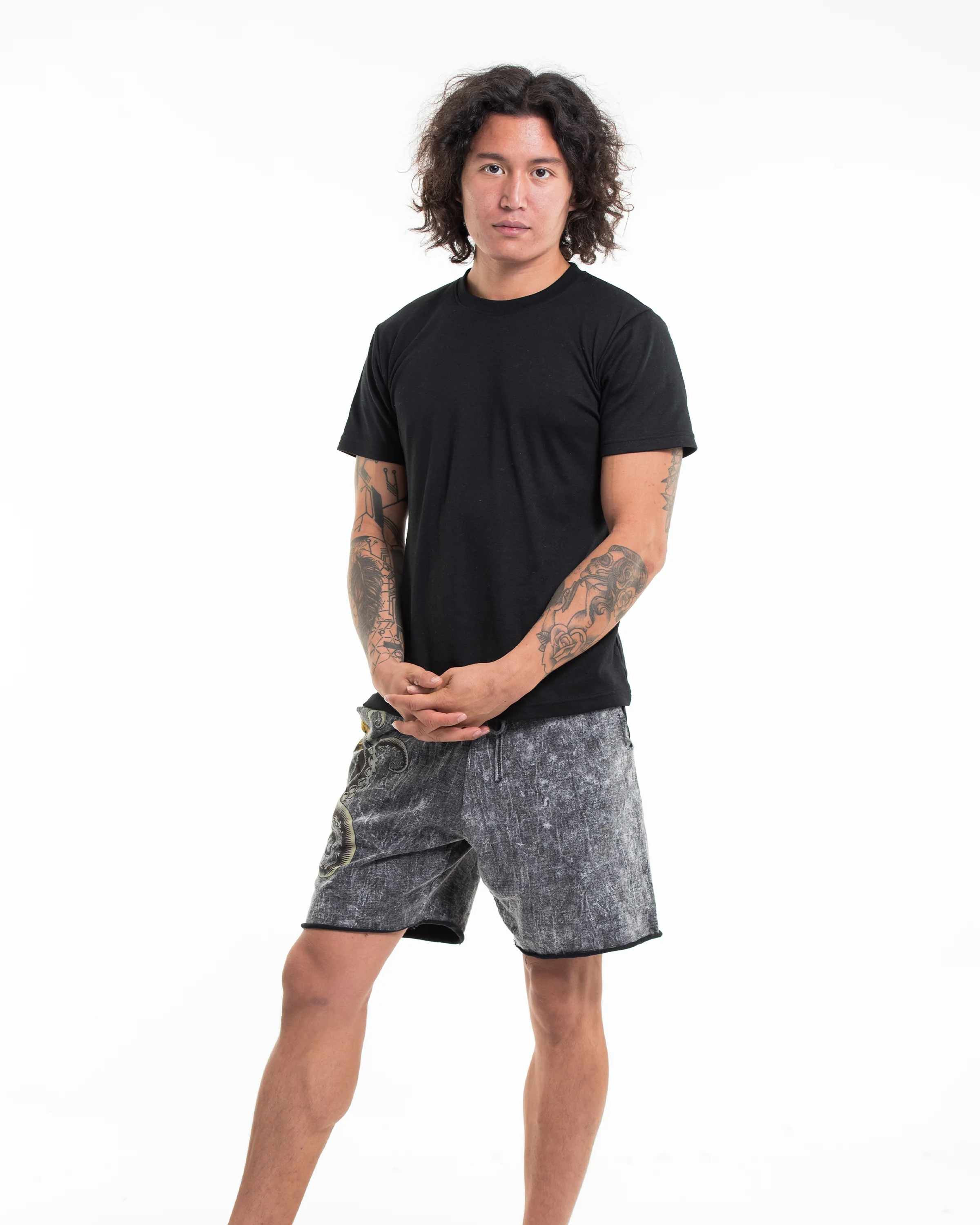 1824-Unisex-Octopus-Stone-Washed-Shorts-in-Black-4.webp Unisex Octopus Stone Washed Shorts in Black