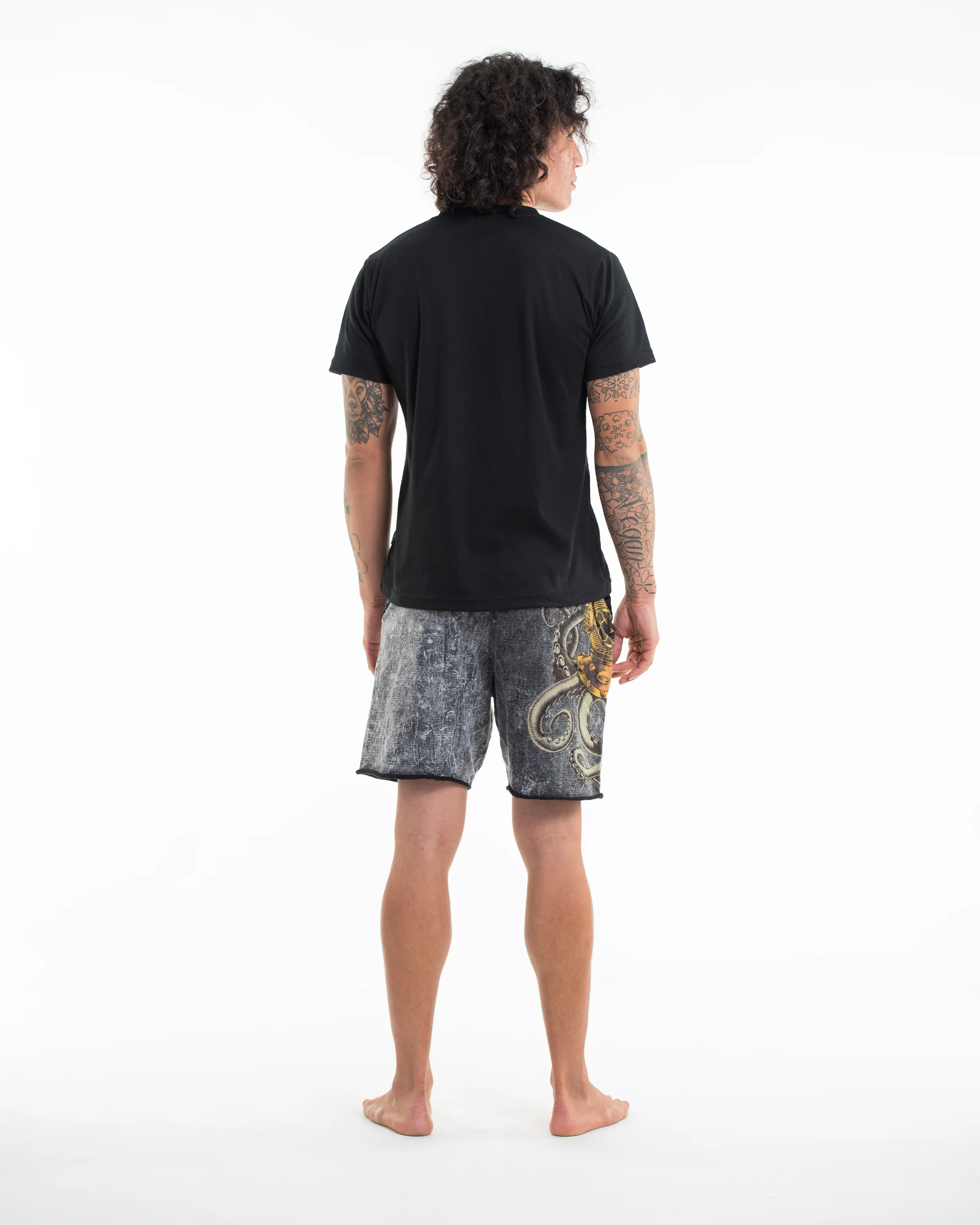 1824-Unisex-Octopus-Stone-Washed-Shorts-in-Black-5.webp Unisex Octopus Stone Washed Shorts in Black