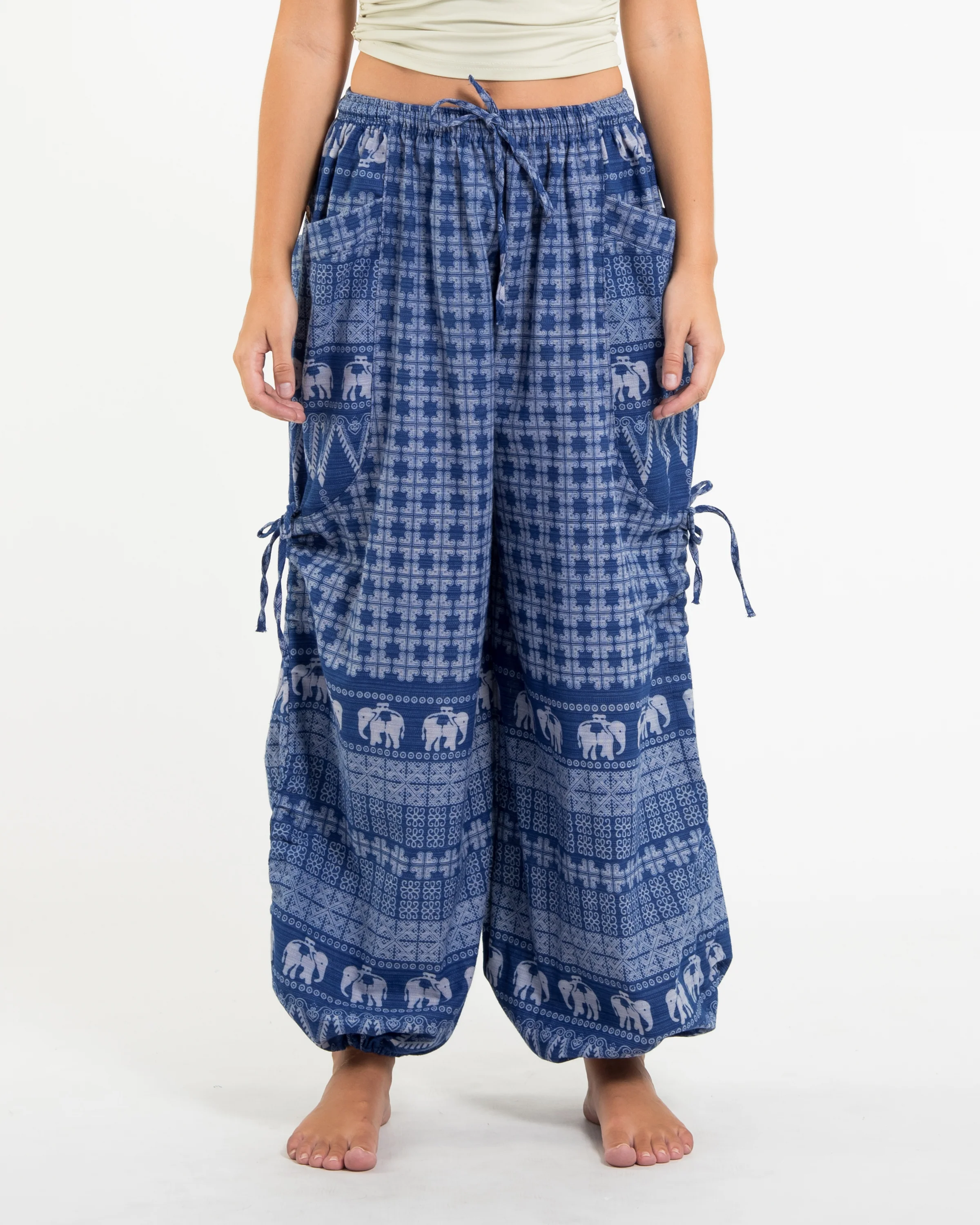Women's Hill Tribe Cotton Elephant Pants in Blue