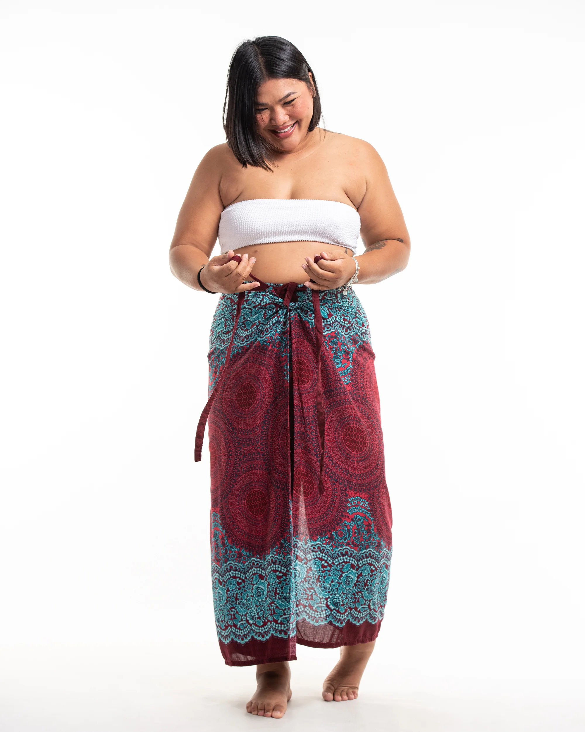 1841-Plus-Size-Geometric-Mandalas-Wrap-Palazzo-Style-Harem-Pants-in-Red-5.webp Plus Size Geometric Mandalas Wrap Palazzo Style Harem Pants in Red