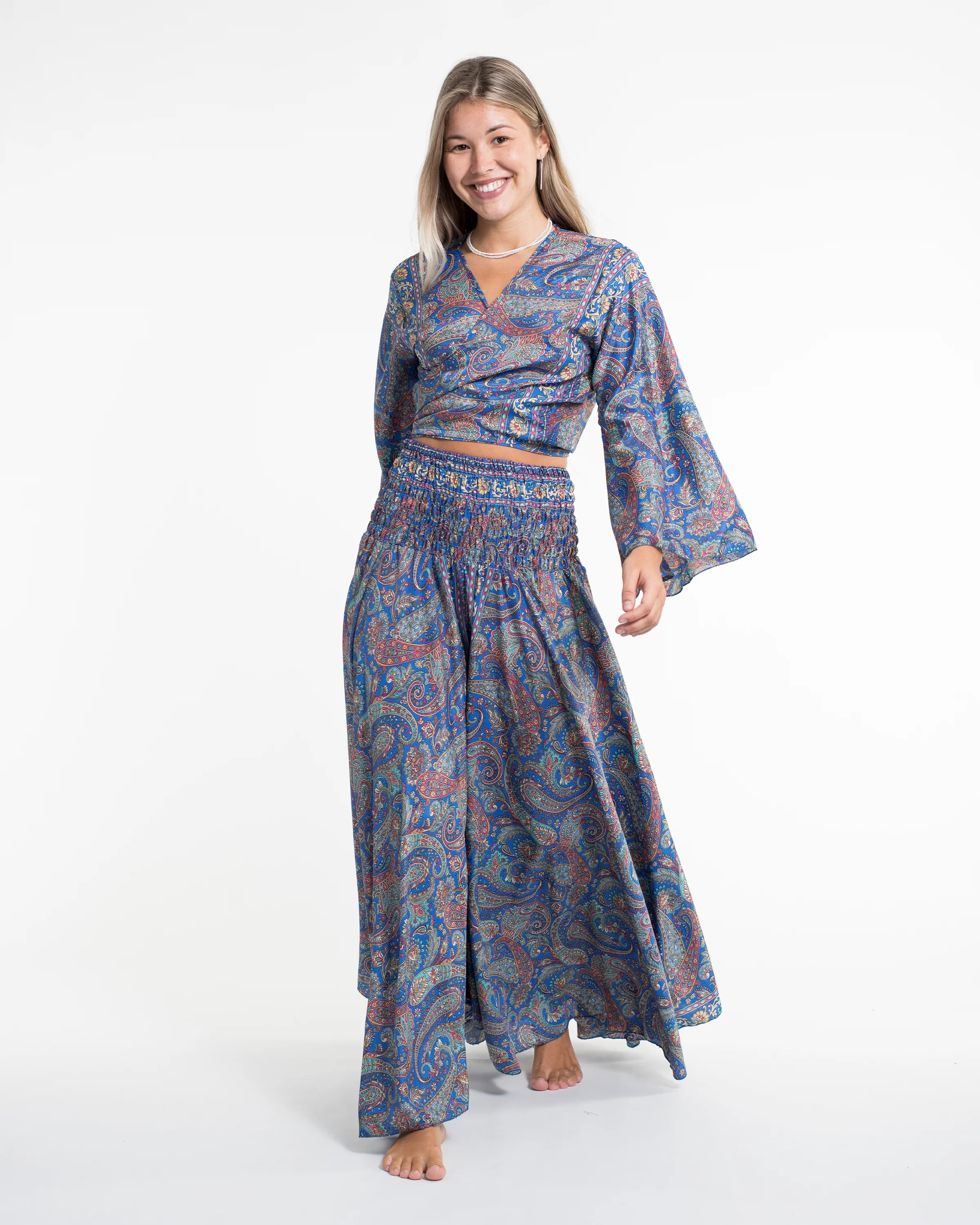 Twilight Paisley Tie Top and Palazzo Pants in Blue