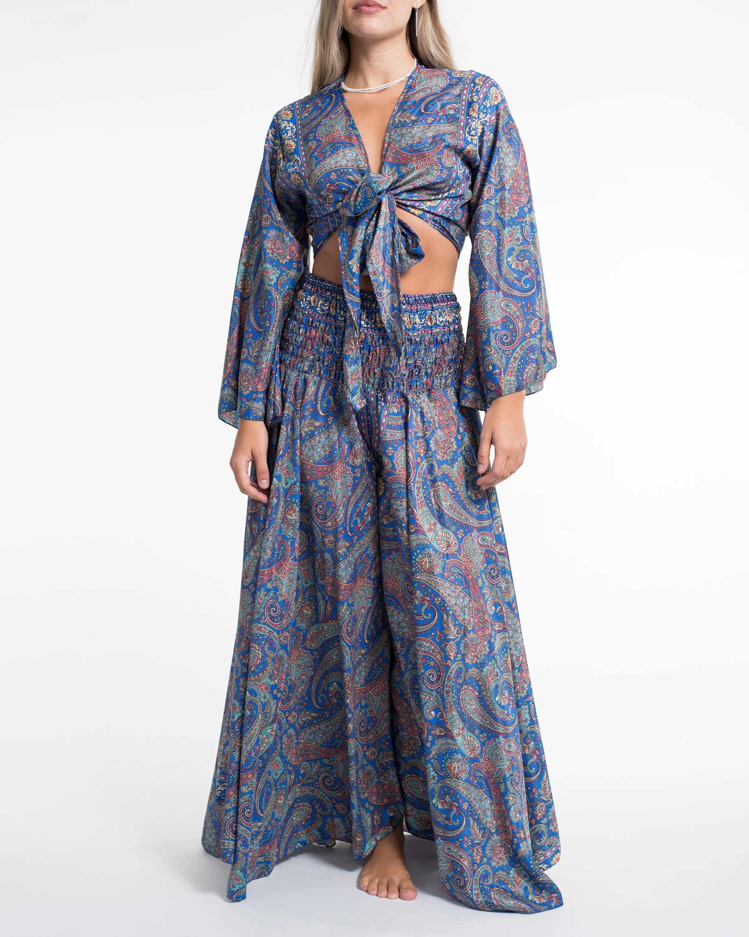 Twilight Paisley Tie Top and Palazzo Pants in Blue