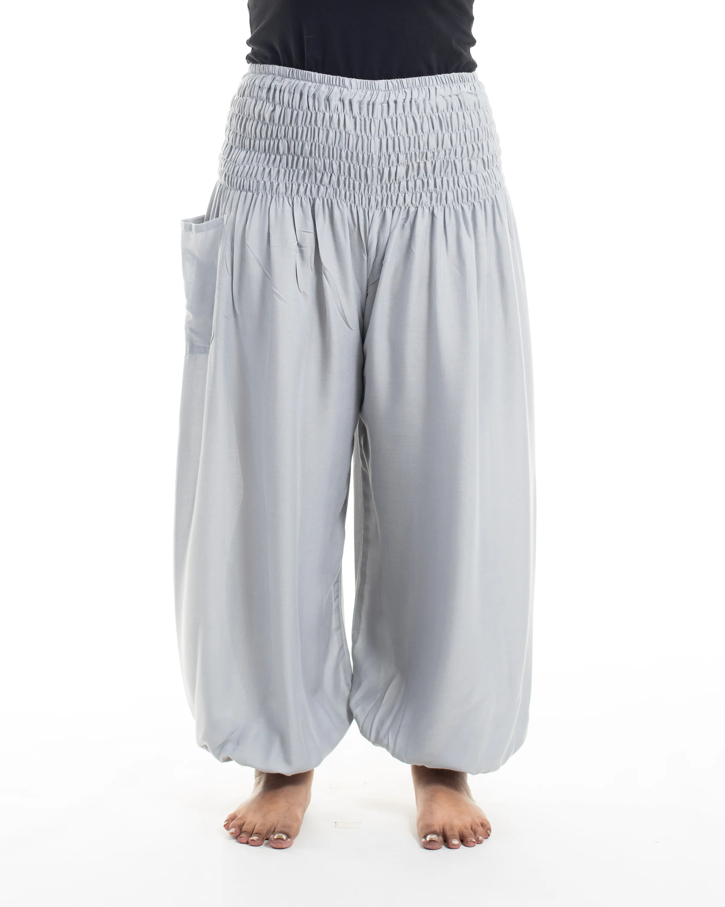 Plus Size Solid Color Women's Harem Pants in Light Gray