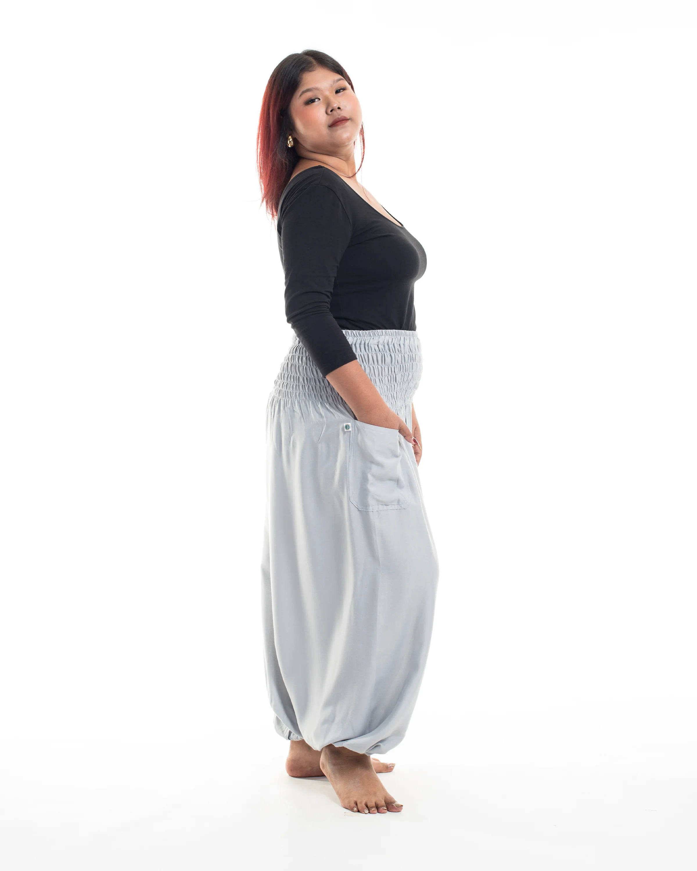 1847-Plus-Size-Solid-Color-Women-s-Harem-Pants-in-Light-Gray-3.webp Plus Size Solid Color Women's Harem Pants in Light Gray
