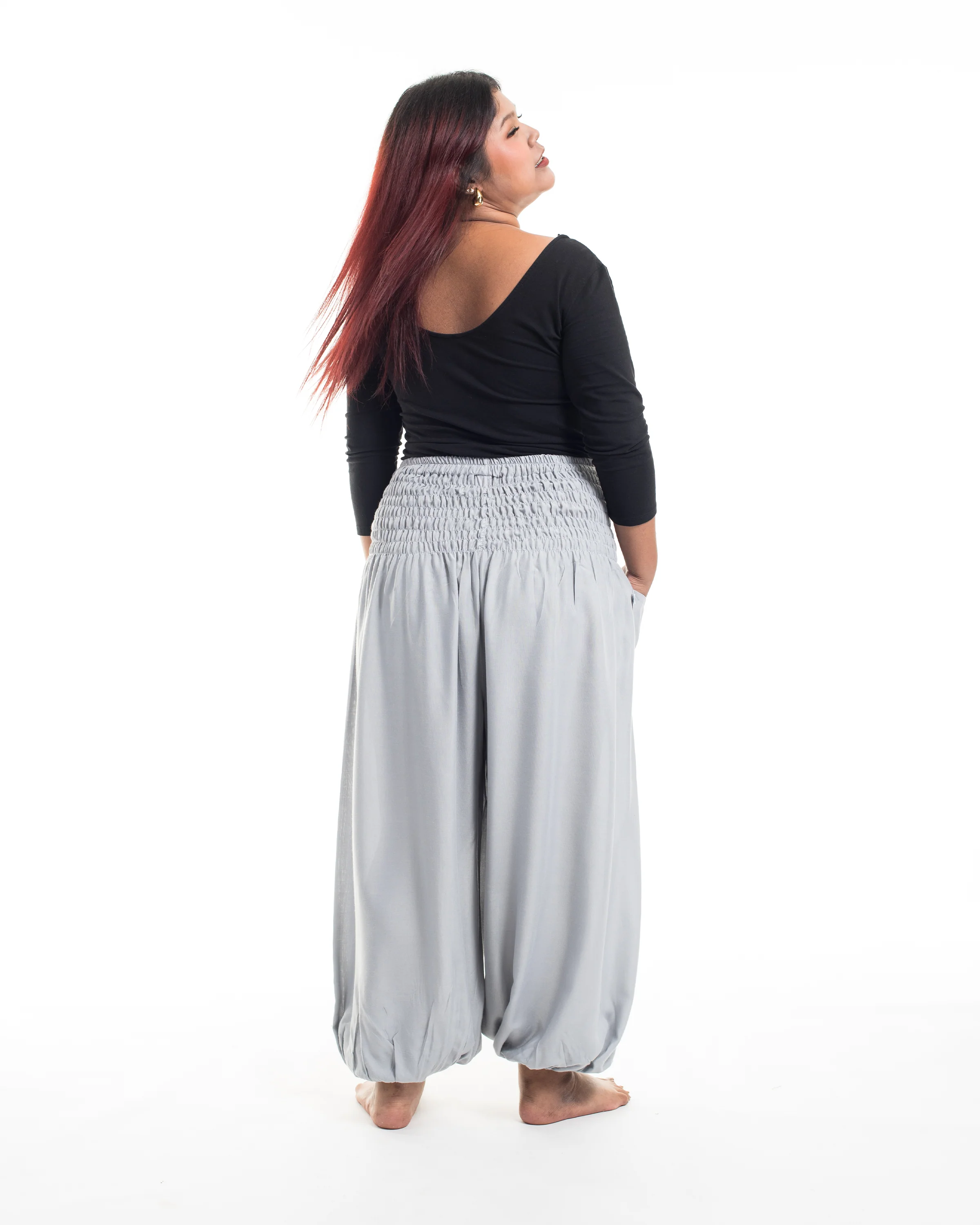 1847-Plus-Size-Solid-Color-Women-s-Harem-Pants-in-Light-Gray-4.webp Plus Size Solid Color Women's Harem Pants in Light Gray