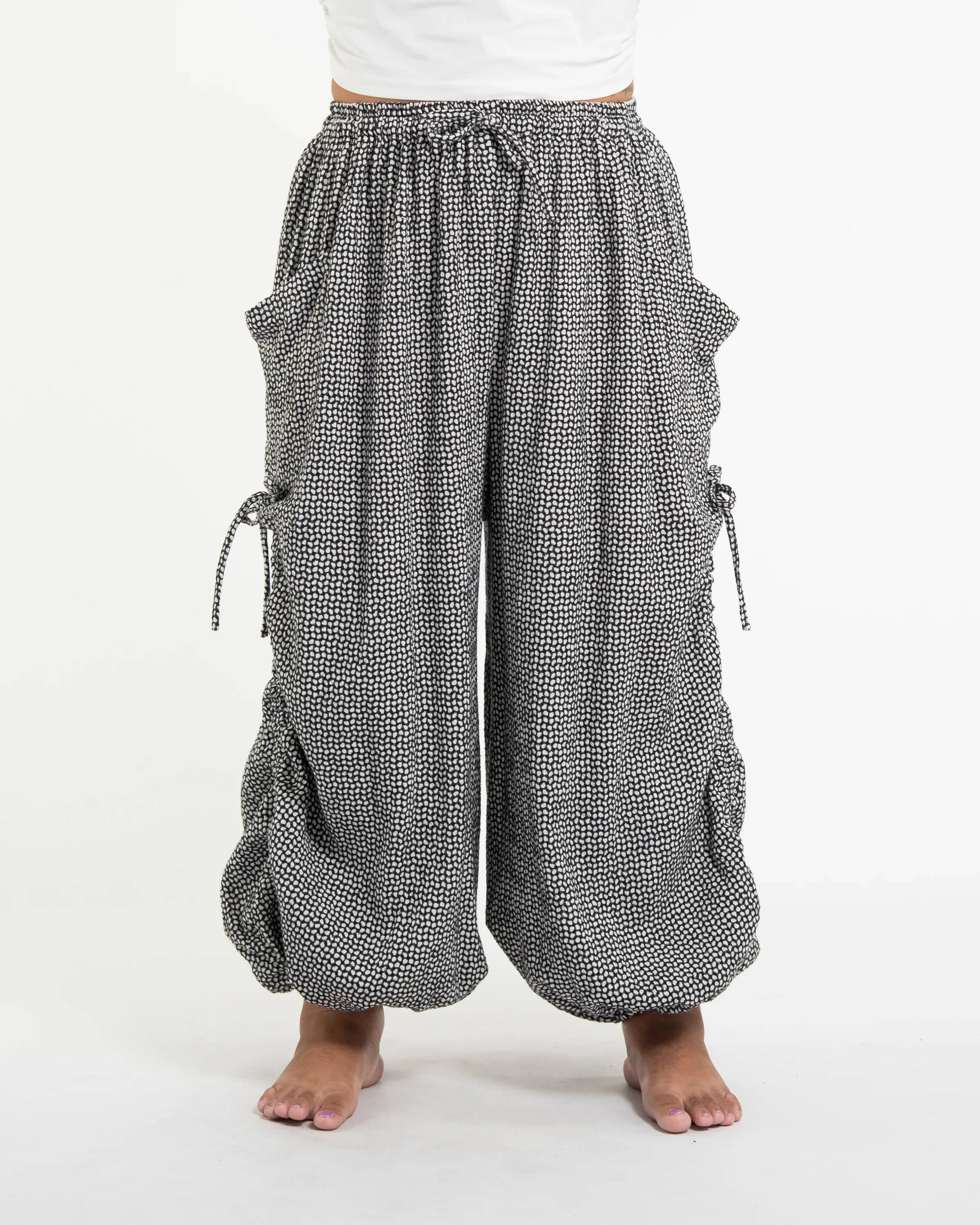 Plus Size Women's Ribbed Linen Cotton Blend Pants in Black