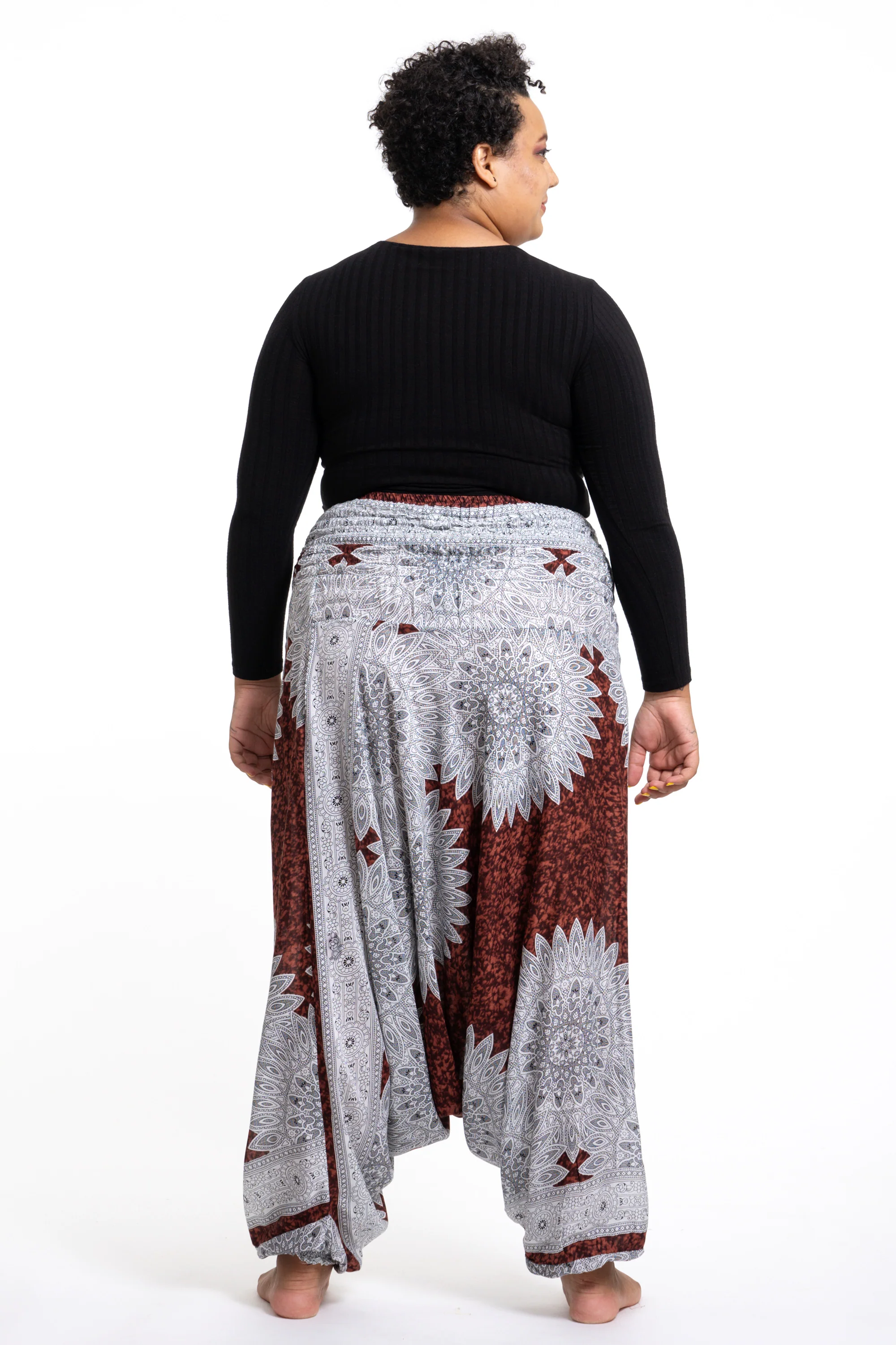 1866-Plus-Size-Marble-Mandalas-2-in-1-Jumpsuit-Harem-Pants-in-Brown-4.webp Plus Size Marble Mandalas 2-in-1 Jumpsuit Harem Pants in Brown