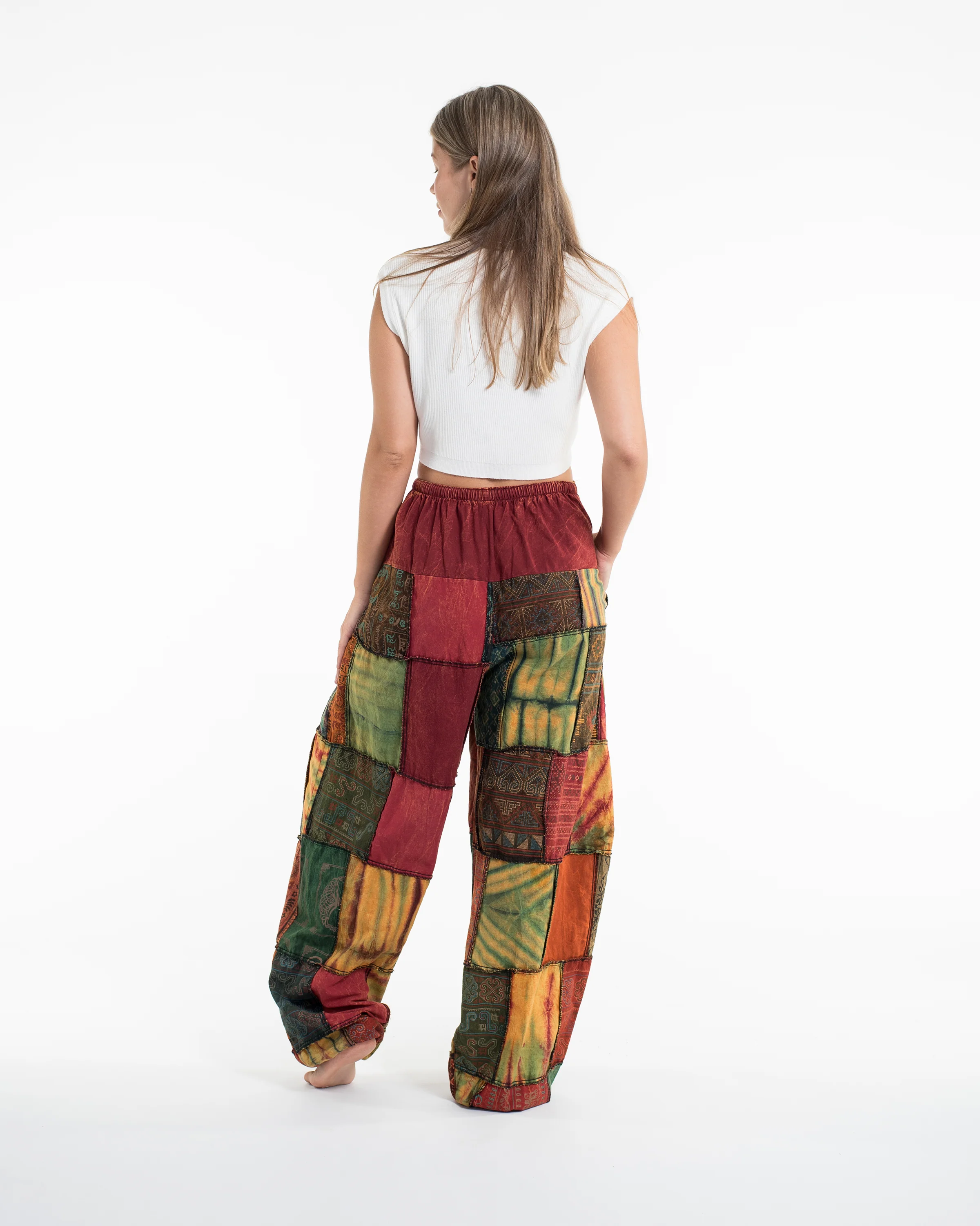 1872-Women-s-Patchwork-Stone-Washed-Balloon-Cotton-Pants-in-Red-4.webp Women's Patchwork Stone Washed Balloon Cotton Pants in Red