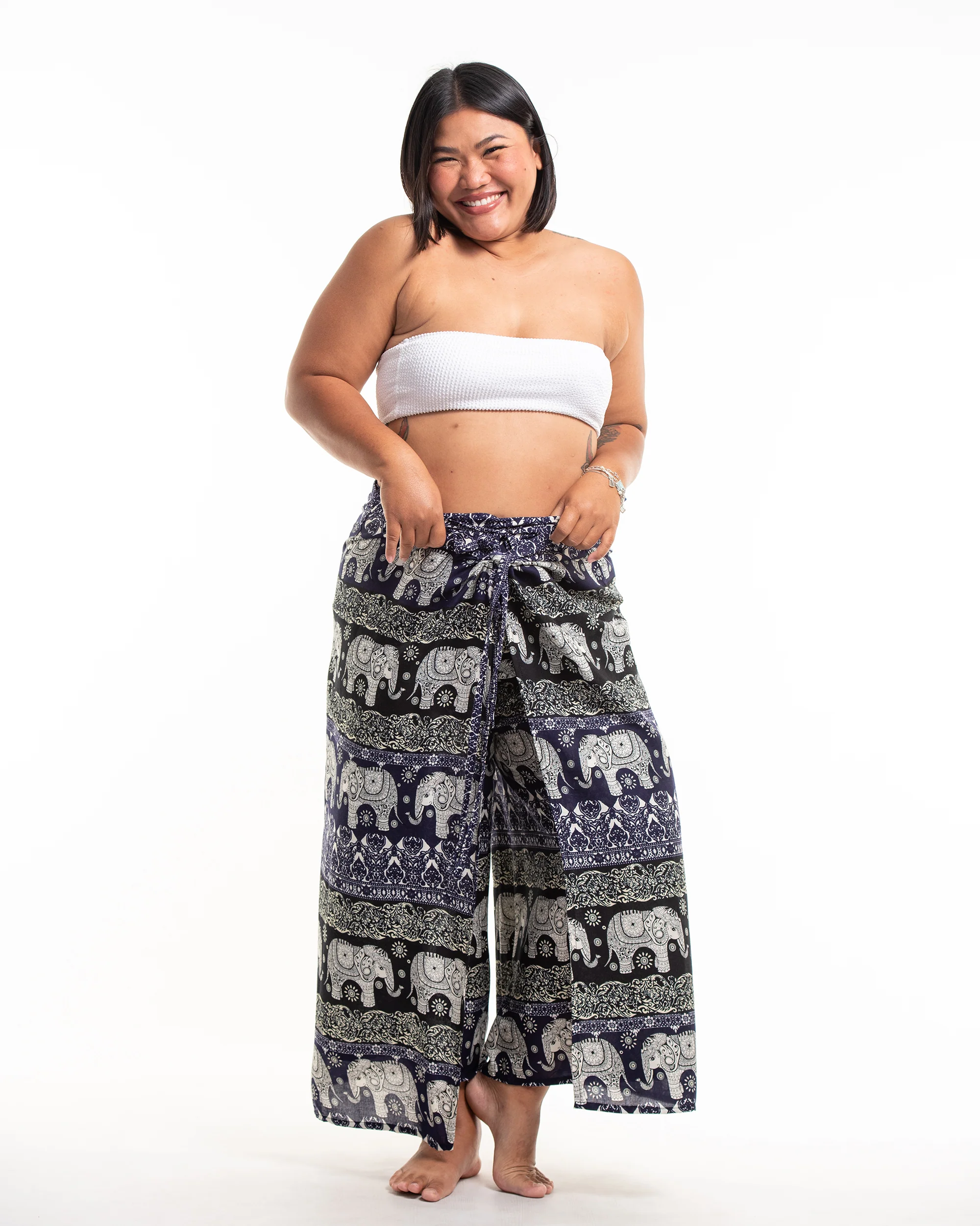 Plus Size Divine Elephant Wrap Palazzo Style Harem Pants in Indigo