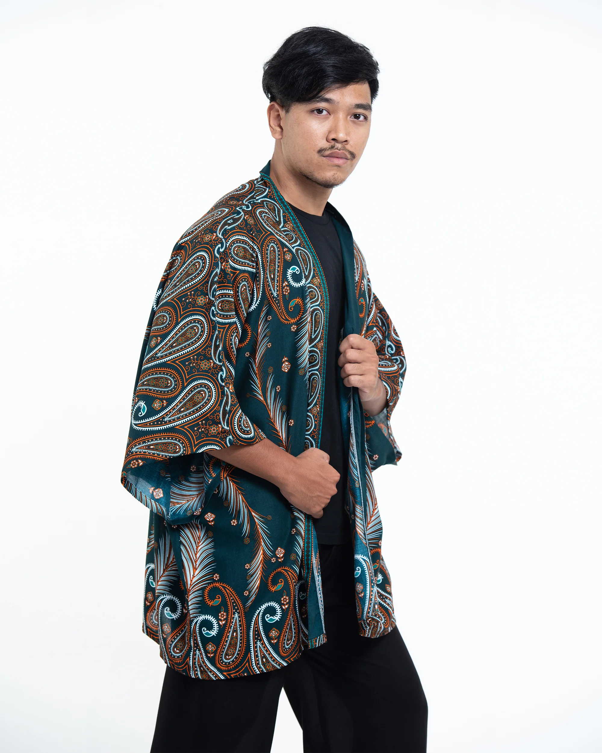 1903-Paisley-Feathers-Kimono-Cardigan-in-Green-3.webp Paisley Feathers Kimono Cardigan in Green