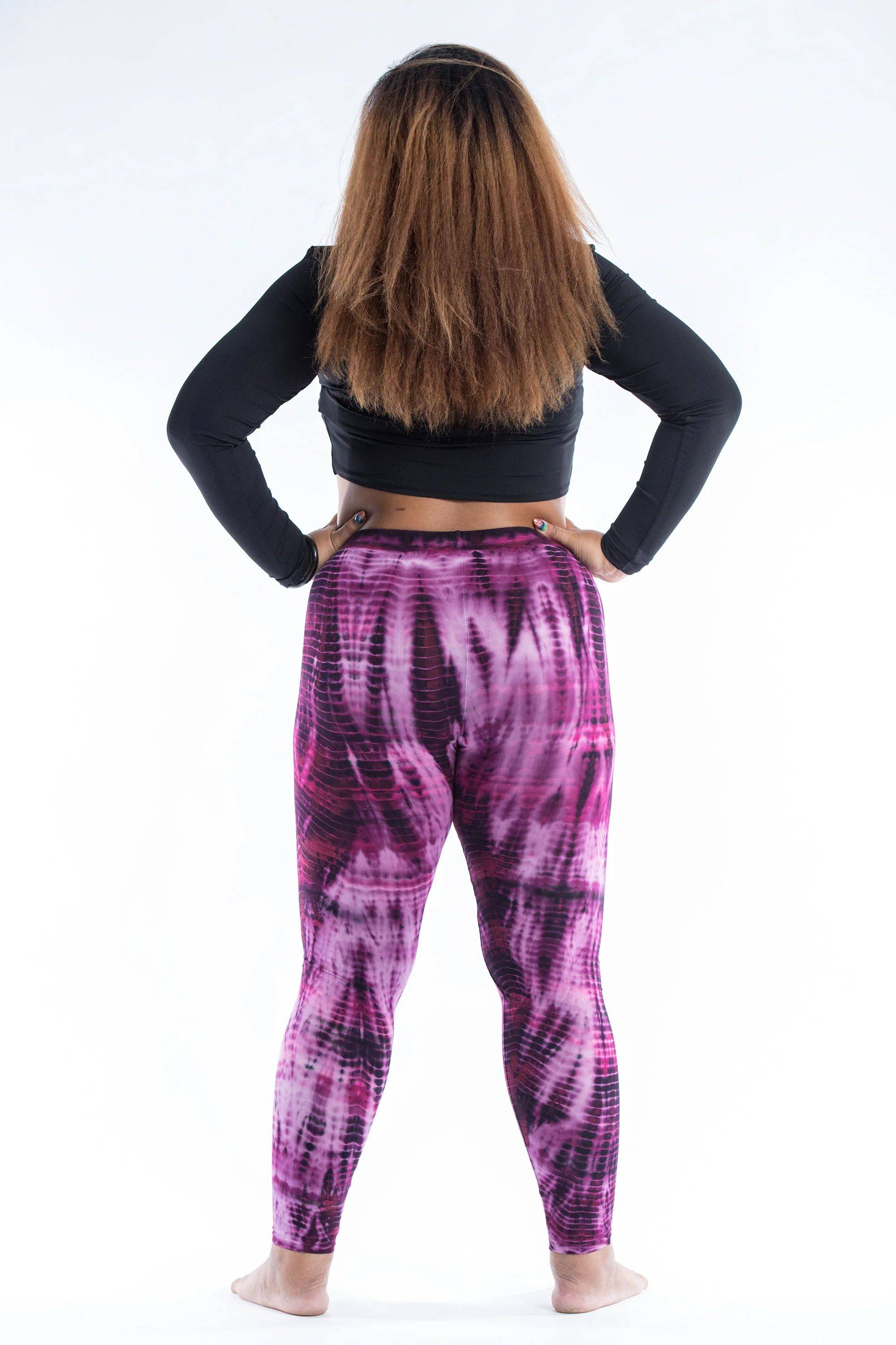 1905-Plus-Size-Lightning-Stripes-Tie-Dye-Cotton-Leggings-in-Purple-4.webp Plus Size Lightning Stripes Tie Dye Cotton Leggings in Purple