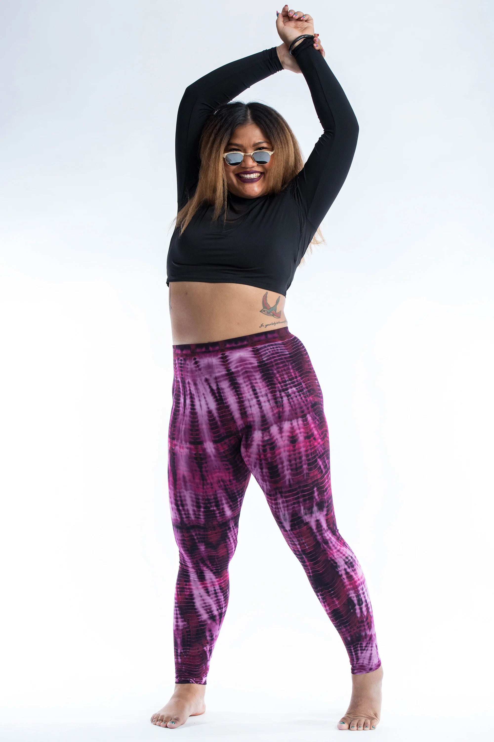 1905-Plus-Size-Lightning-Stripes-Tie-Dye-Cotton-Leggings-in-Purple-5.webp Plus Size Lightning Stripes Tie Dye Cotton Leggings in Purple