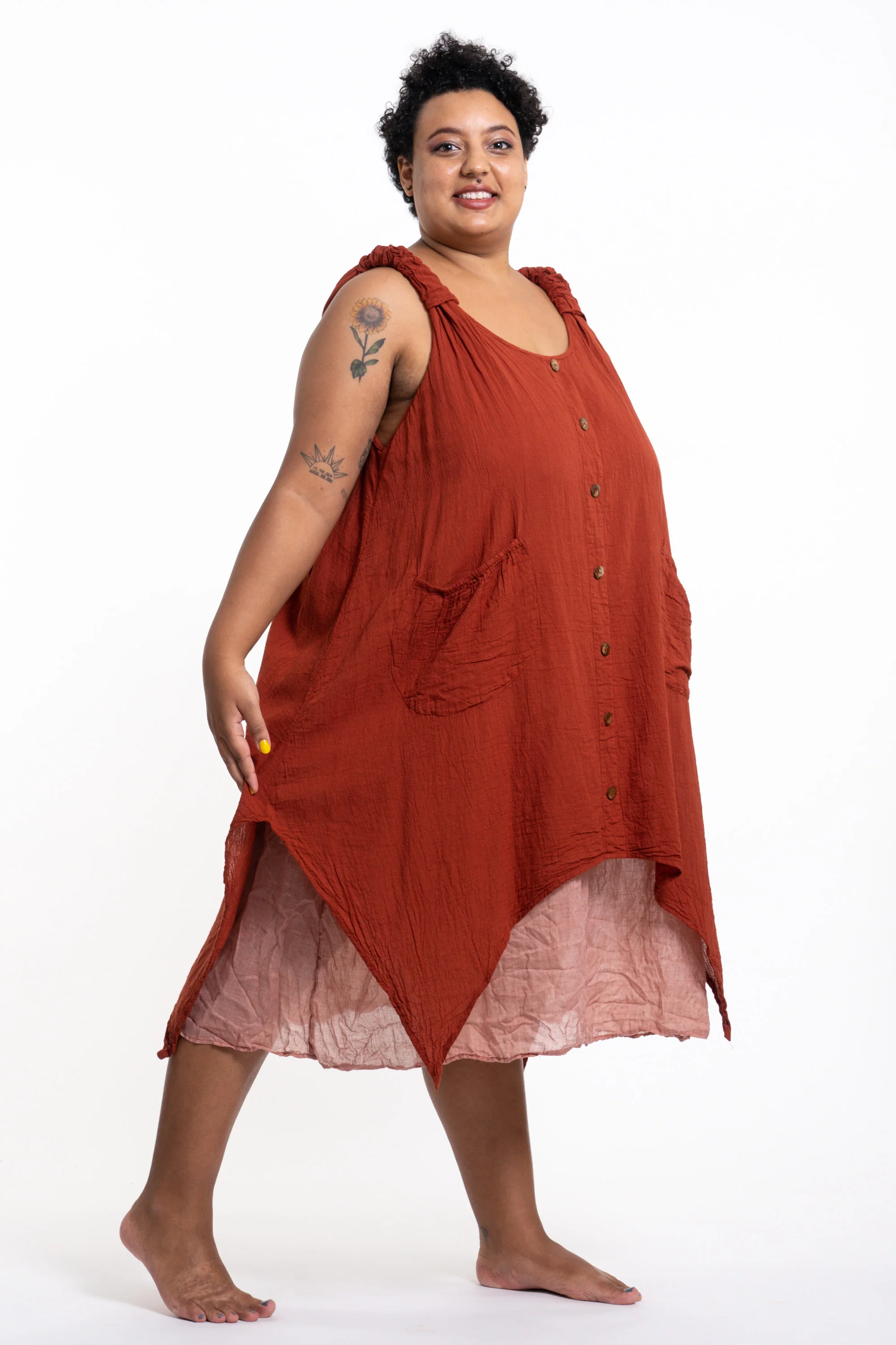 1906-Plus-Size-Women-s-Crinkled-Hill-Tribe-Cotton-Tank-Dress-in-Brick-3.webp Plus Size Women's Crinkled Hill Tribe Cotton Tank Dress in Brick