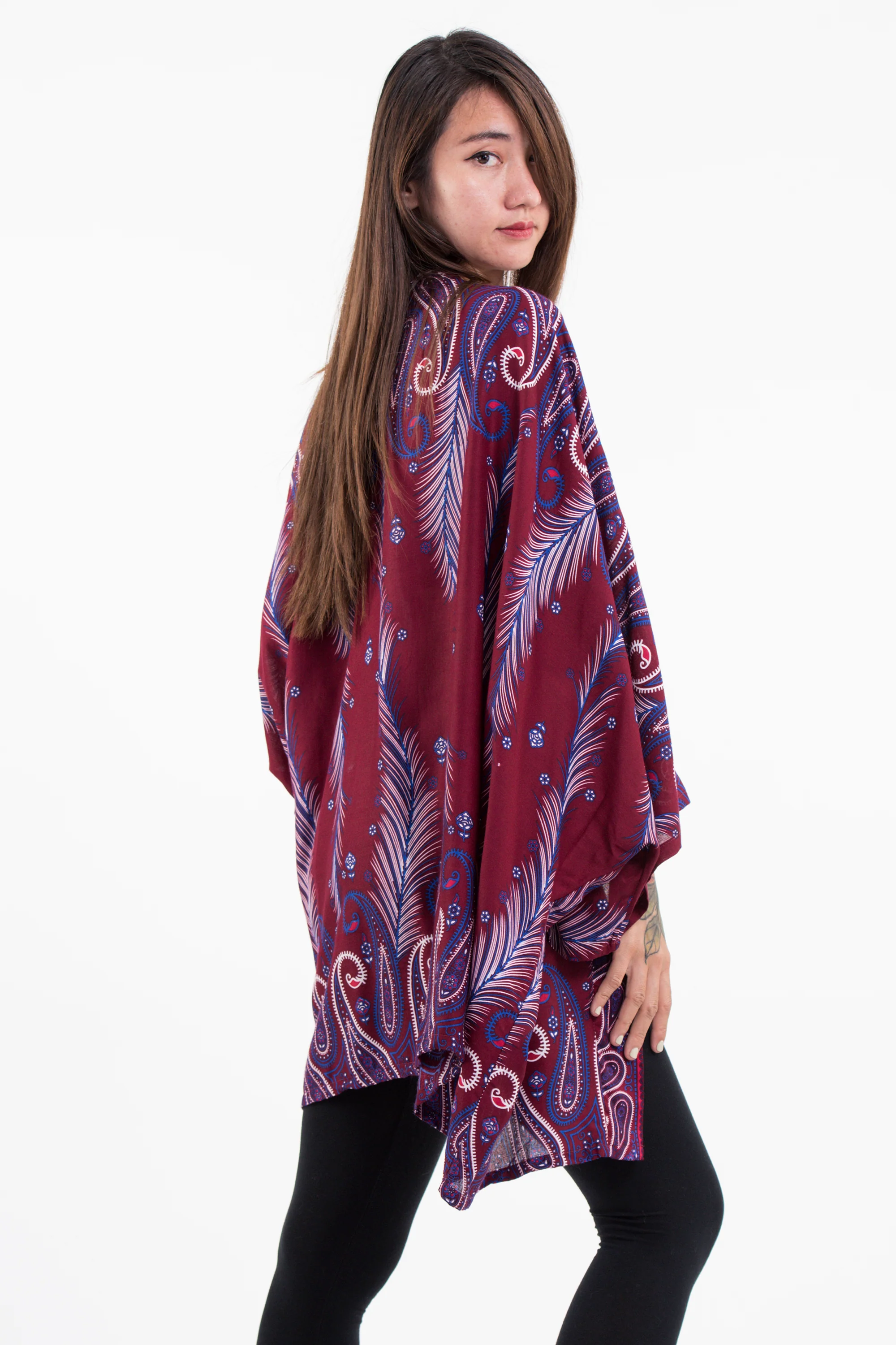 1911-Paisley-Feathers-Kimono-Cardigan-in-Red-4.webp Paisley Feathers Kimono Cardigan in Red
