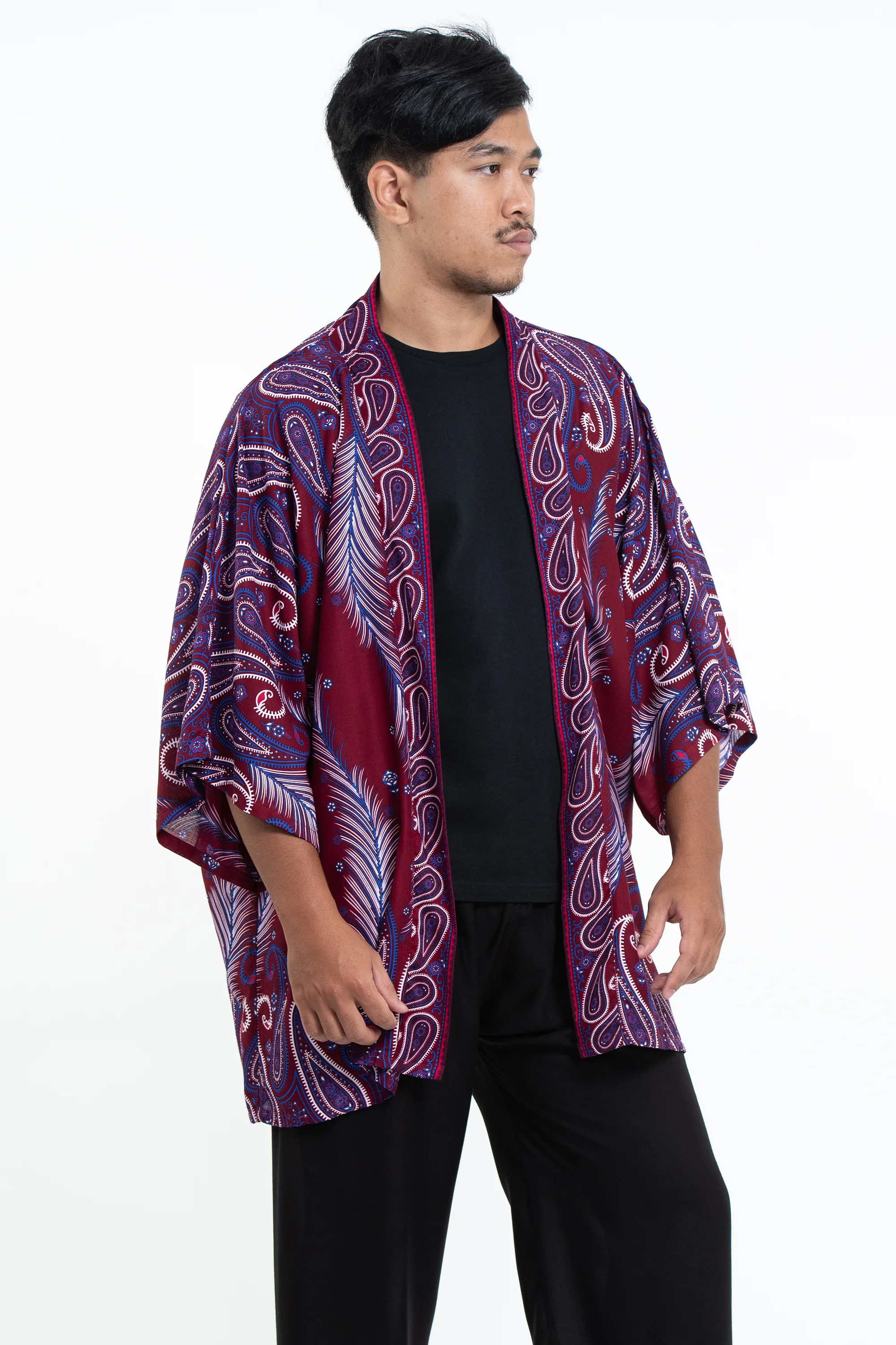 1911-Paisley-Feathers-Kimono-Cardigan-in-Red-5.webp Paisley Feathers Kimono Cardigan in Red