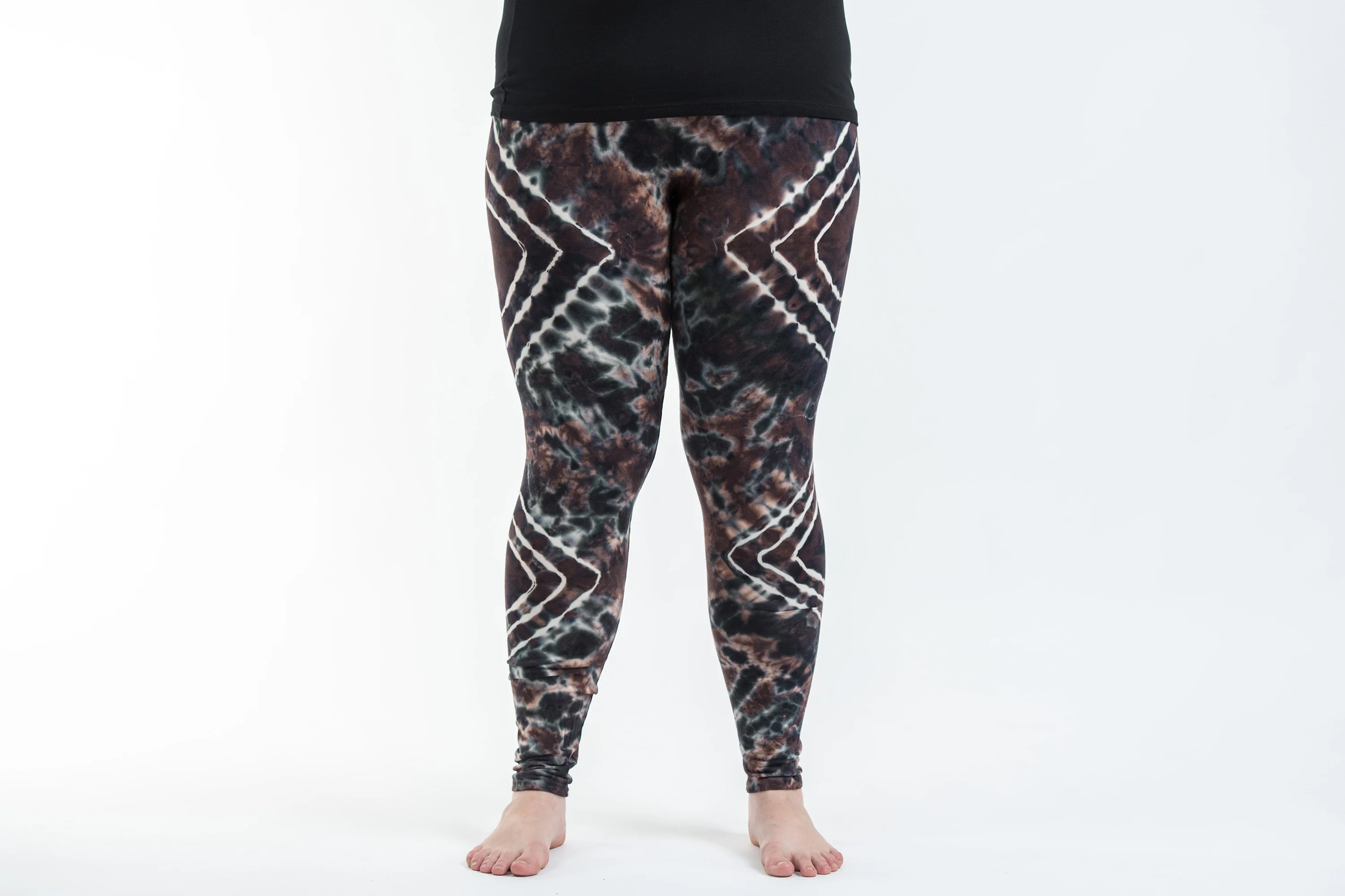 1913-Plus-Size-Diamond-Tie-Dye-Cotton-Leggings-in-Brown-6.webp Plus Size Diamond Tie Dye Cotton Leggings in Brown