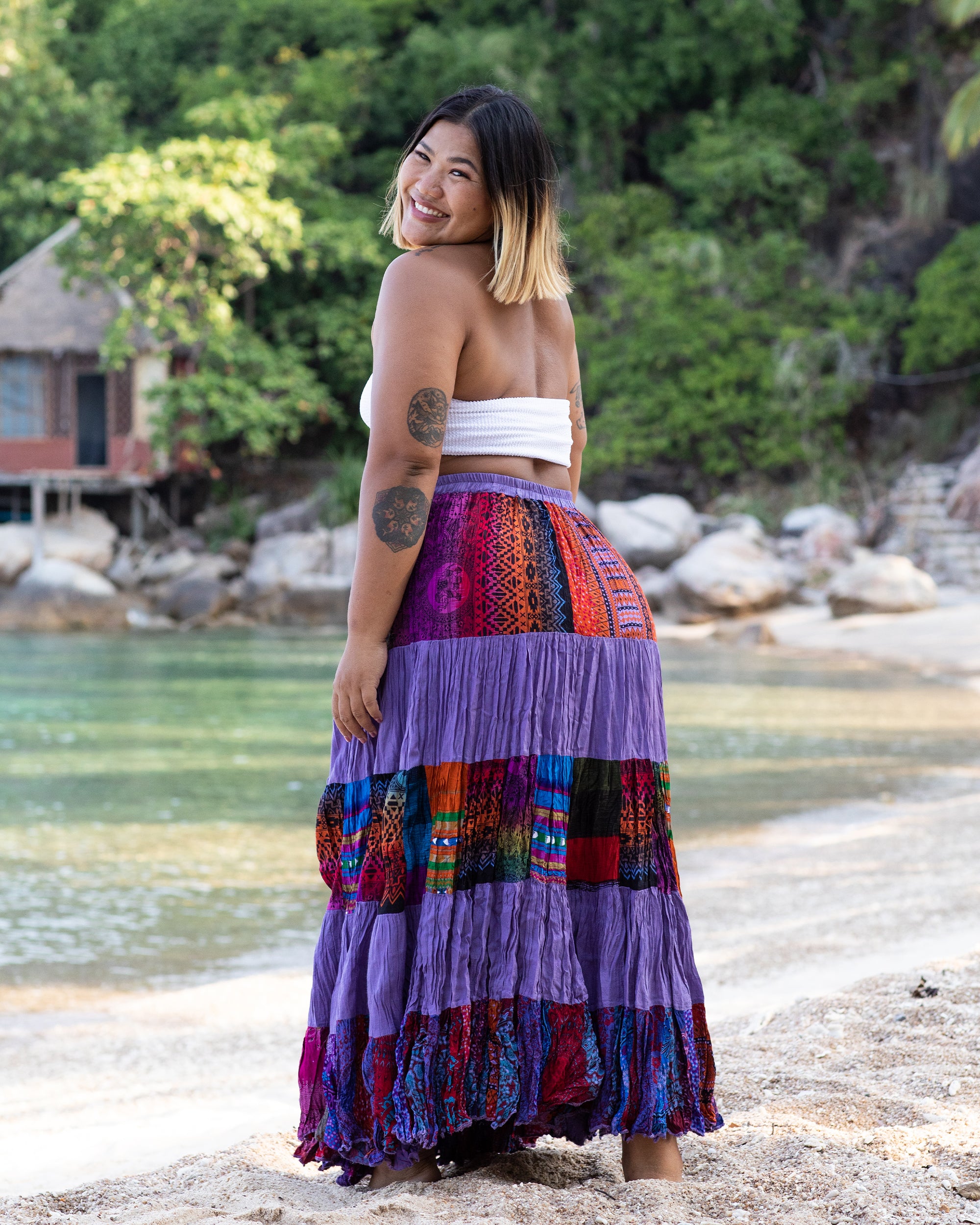 1917-Plus-Size-Patchwork-Long-Skirt-in-Purple-3.jpg Plus Size Patchwork Long Skirt in Purple
