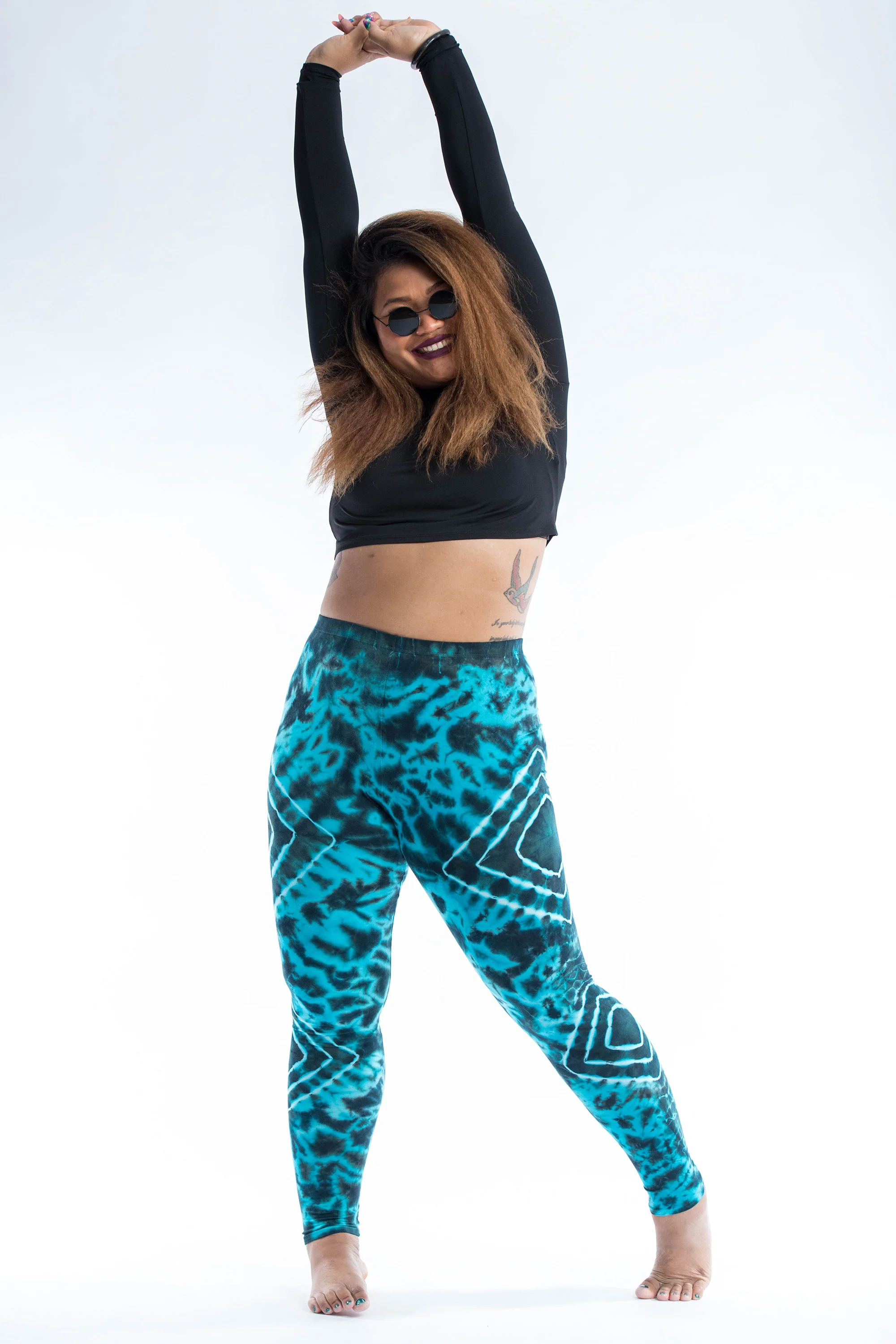 1919-Plus-Size-Diamond-Tie-Dye-Cotton-Leggings-in-Turquoise-5.webp Plus Size Diamond Tie Dye Cotton Leggings in Turquoise