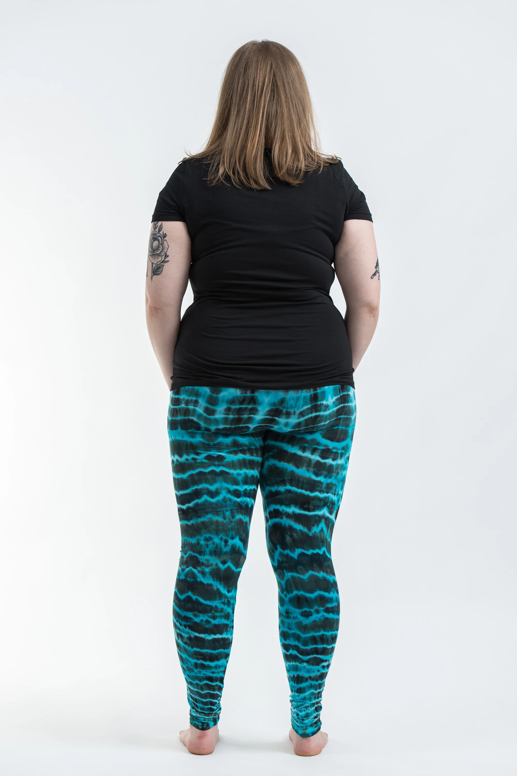 1921-Plus-Size-Melting-Stripes-Tie-Dye-Cotton-Leggings-in-Turquoise-4.webp Plus Size Melting Stripes Tie Dye Cotton Leggings in Turquoise