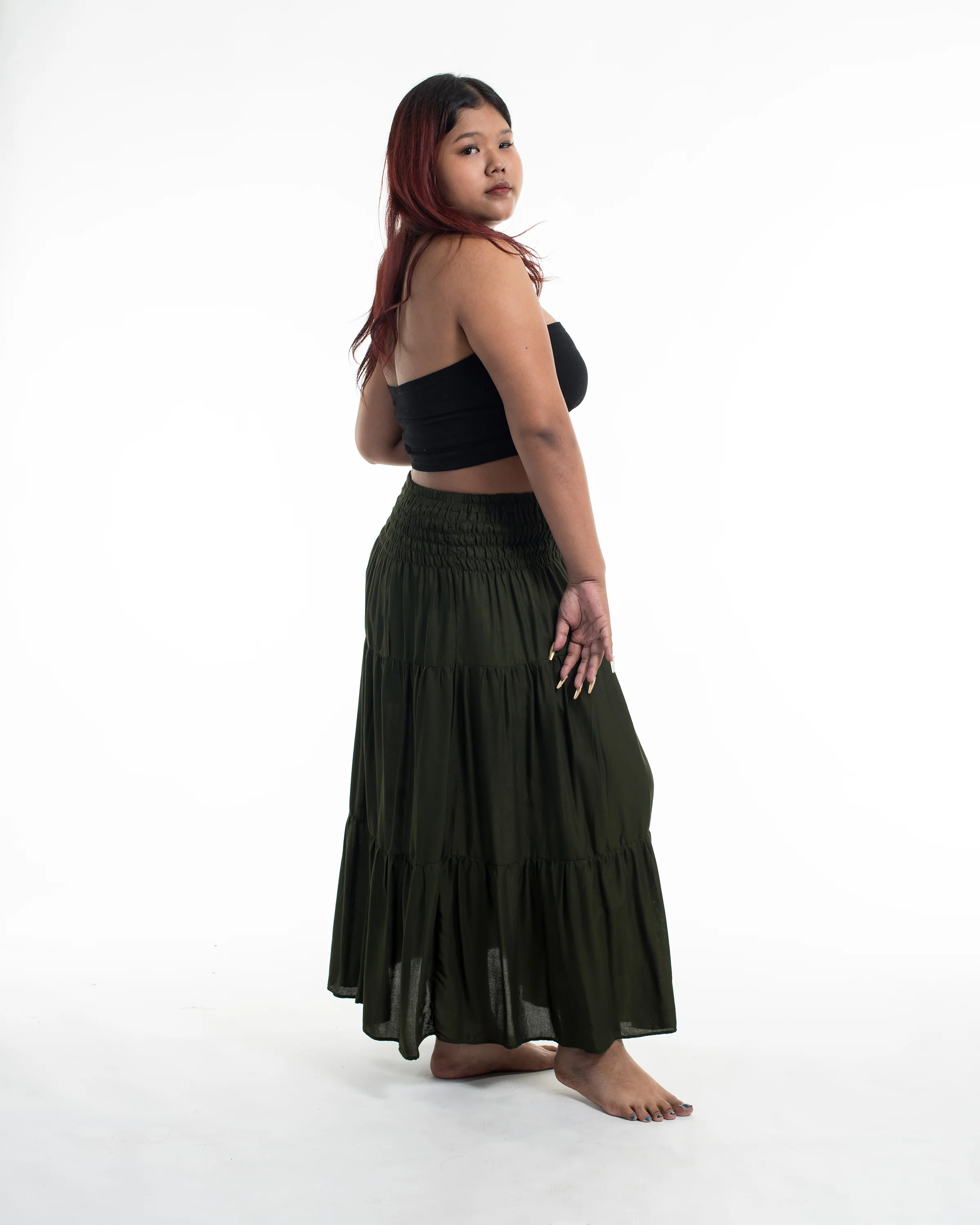 1953-Plus-Size-Solid-Color-Midi-Skirt-in-Dark-Green-3.webp Plus Size Solid Color Midi Skirt in Dark Green