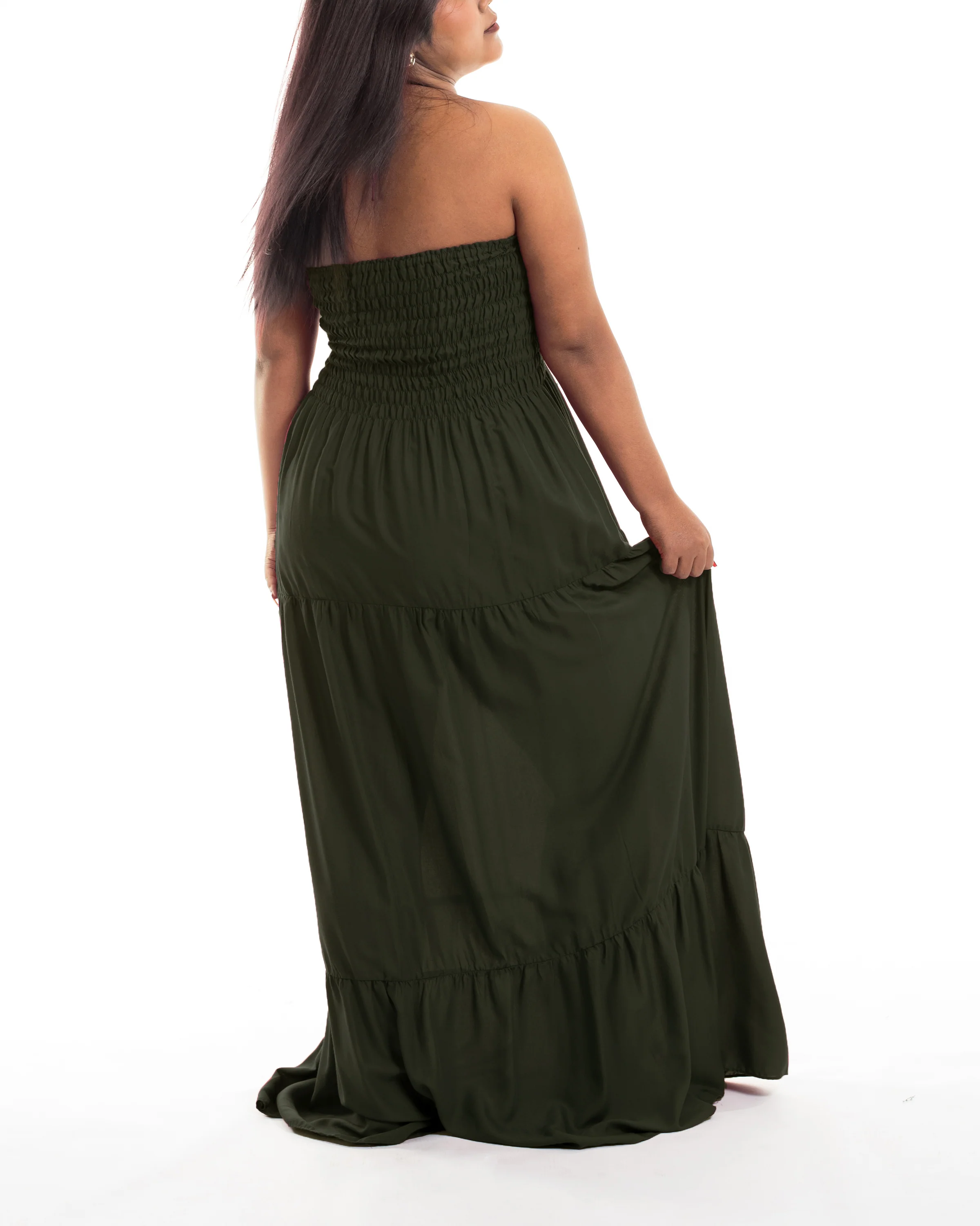 1957-Plus-Size-Solid-Color-Smocked-Maxi-Dress-in-Dark-Green-3.webp Plus Size Solid Color Smocked Maxi Dress in Dark Green