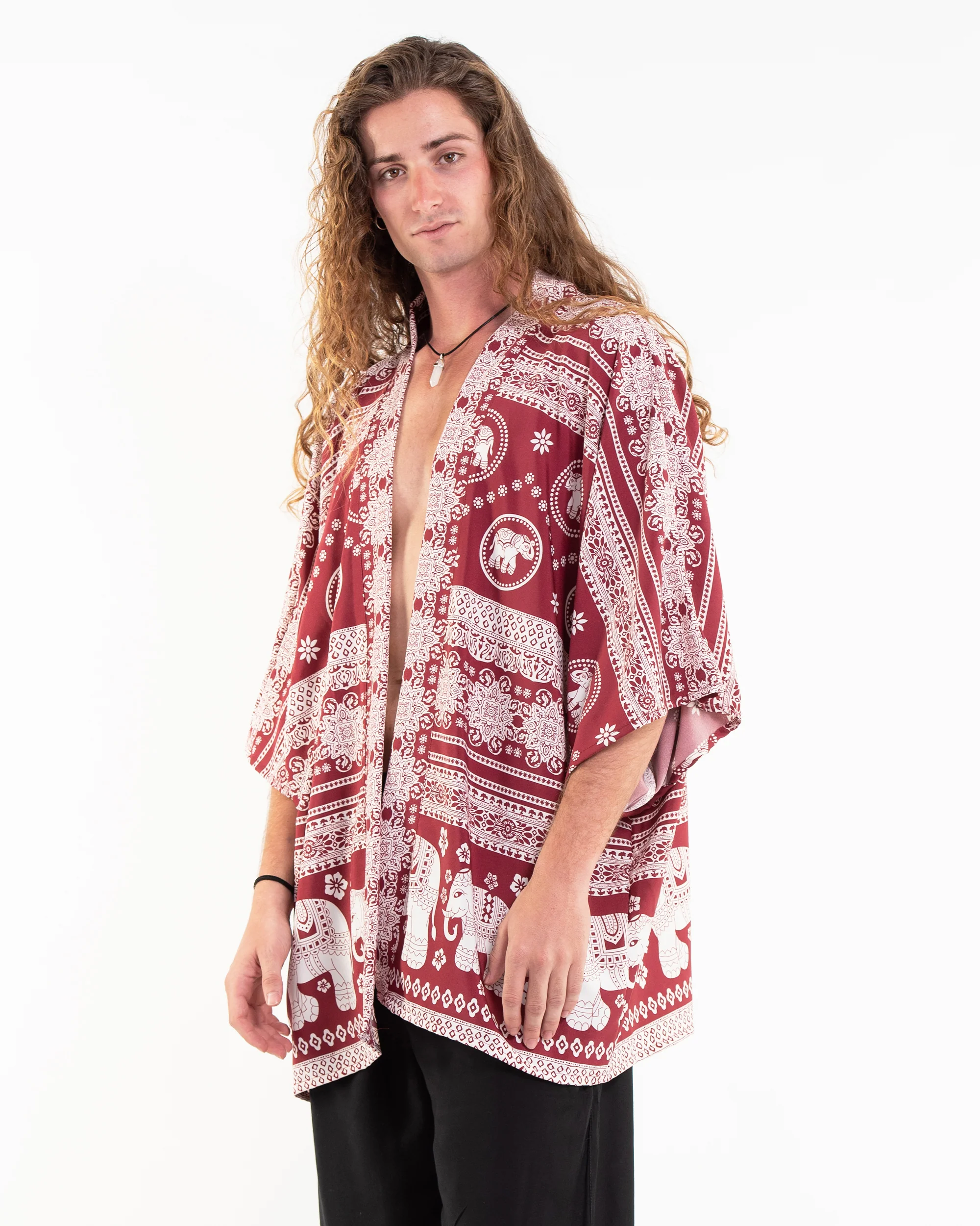 Parade Elephant Kimono Cardigan in Red